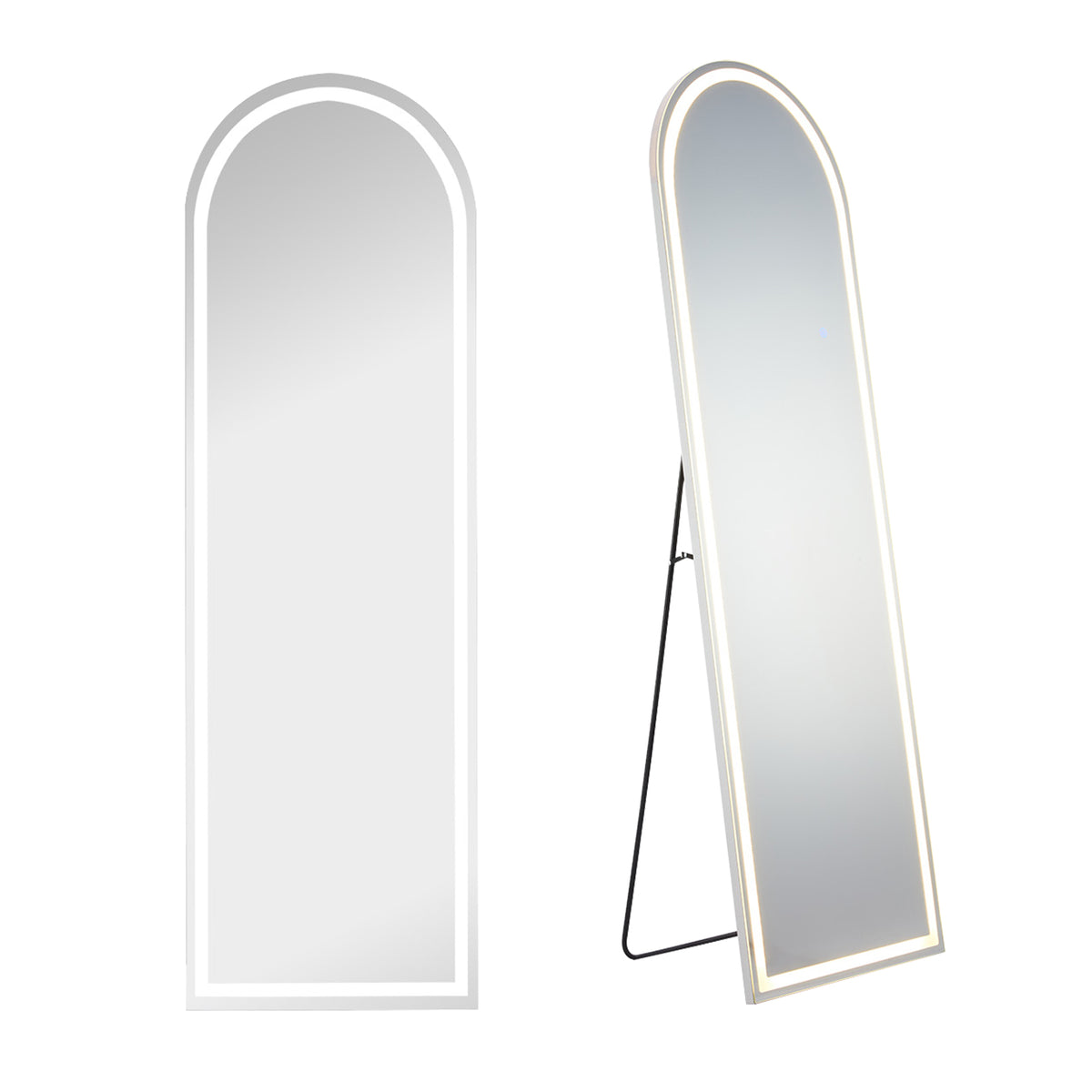 Full Length LED Mirror with 3 Color Lights - Arched & Rectangle Standing Floor Mirror