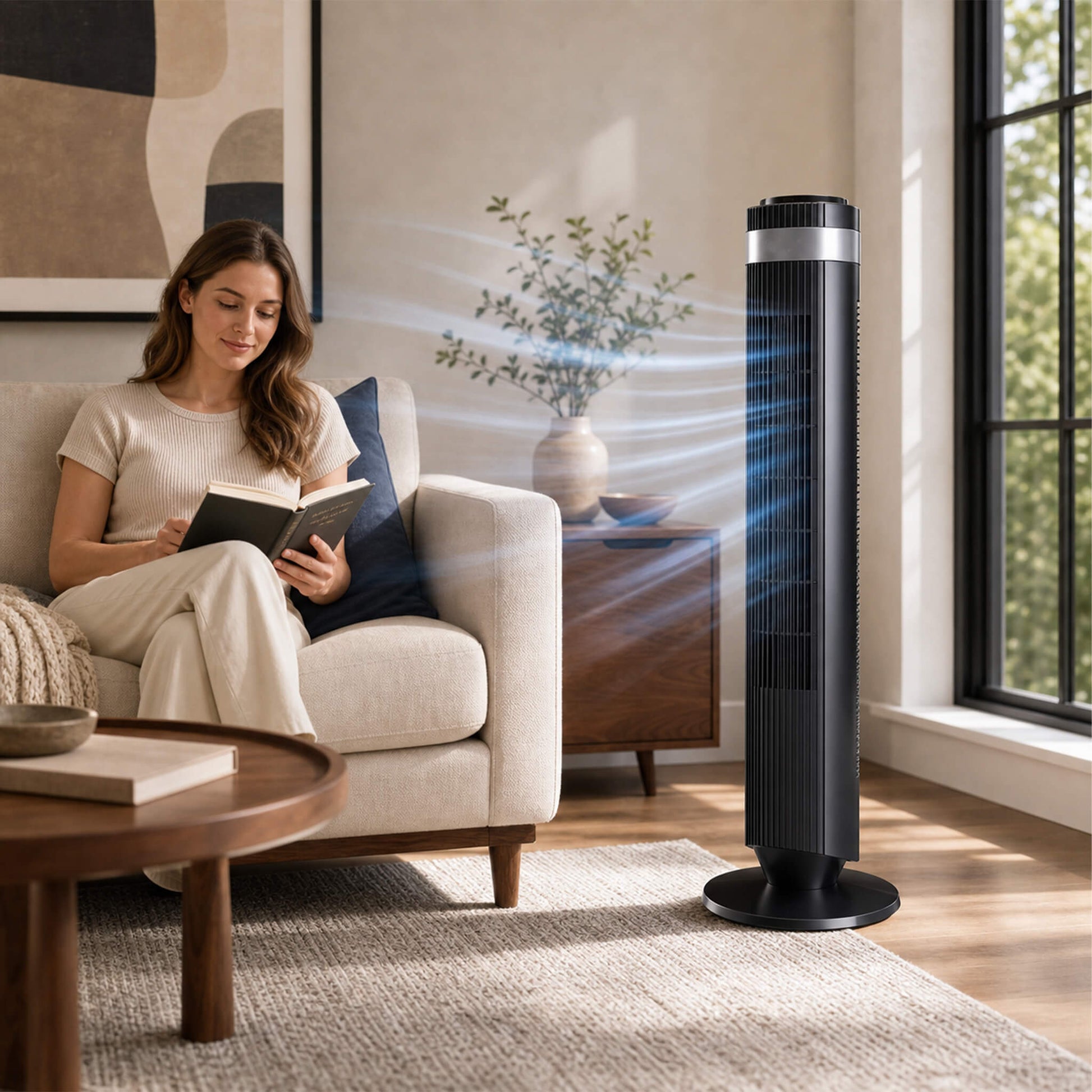 28dB Quiet Bladeless Tower Fan