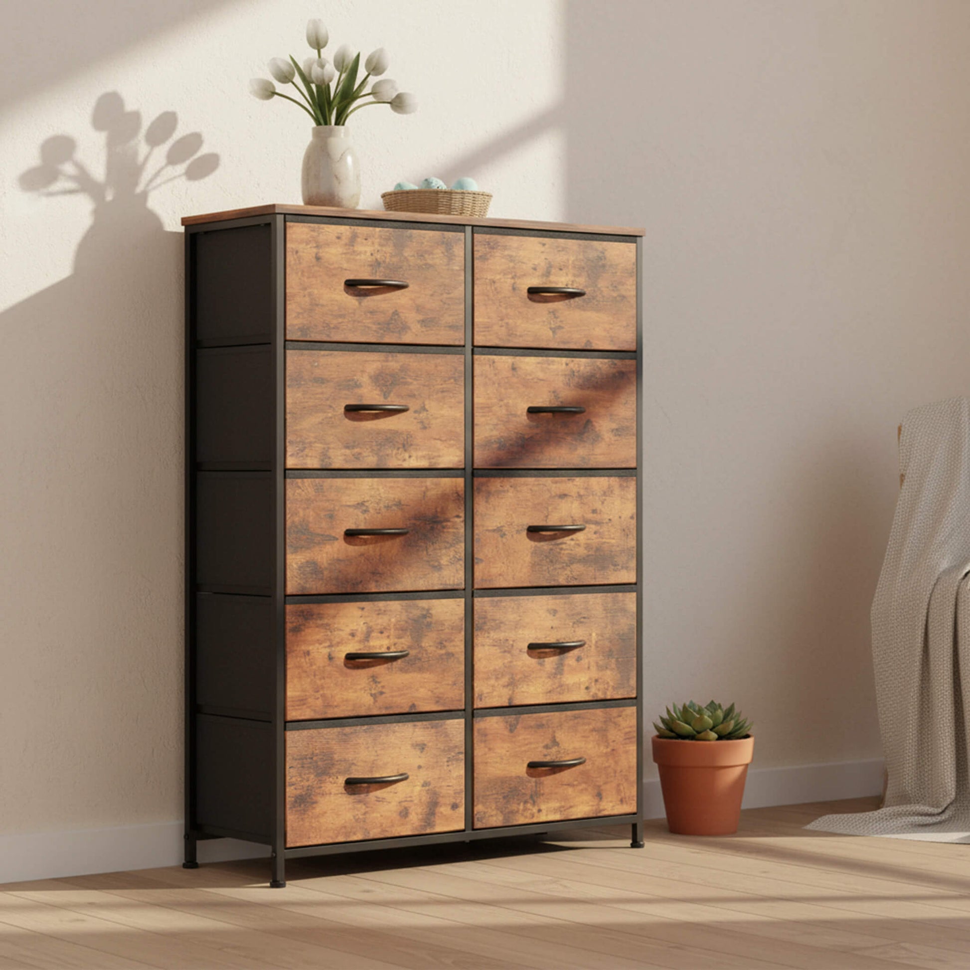 Tall Dresser with 10 Drawers for Bedroom