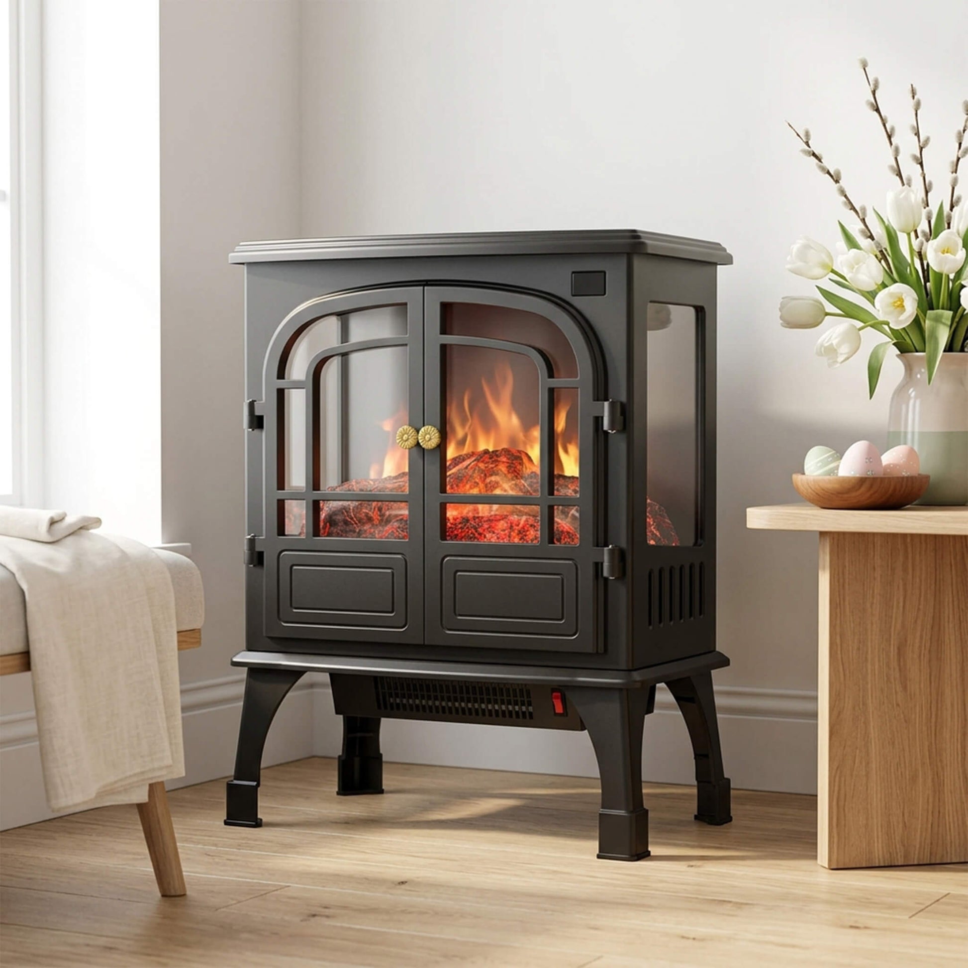 Freestanding Electric Heater with 2 Heating Modes for Indoor Use