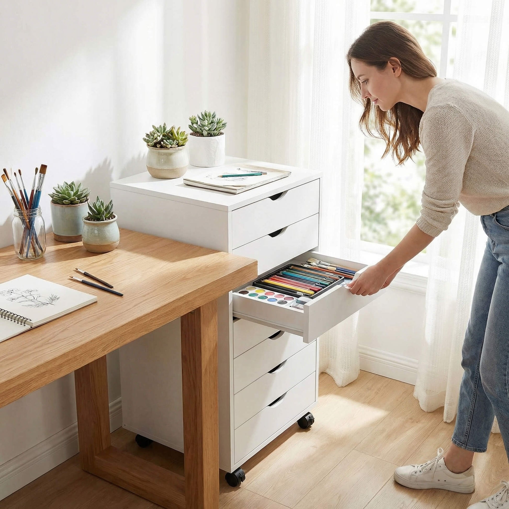 7 drawers organizer removable for office, bedroom