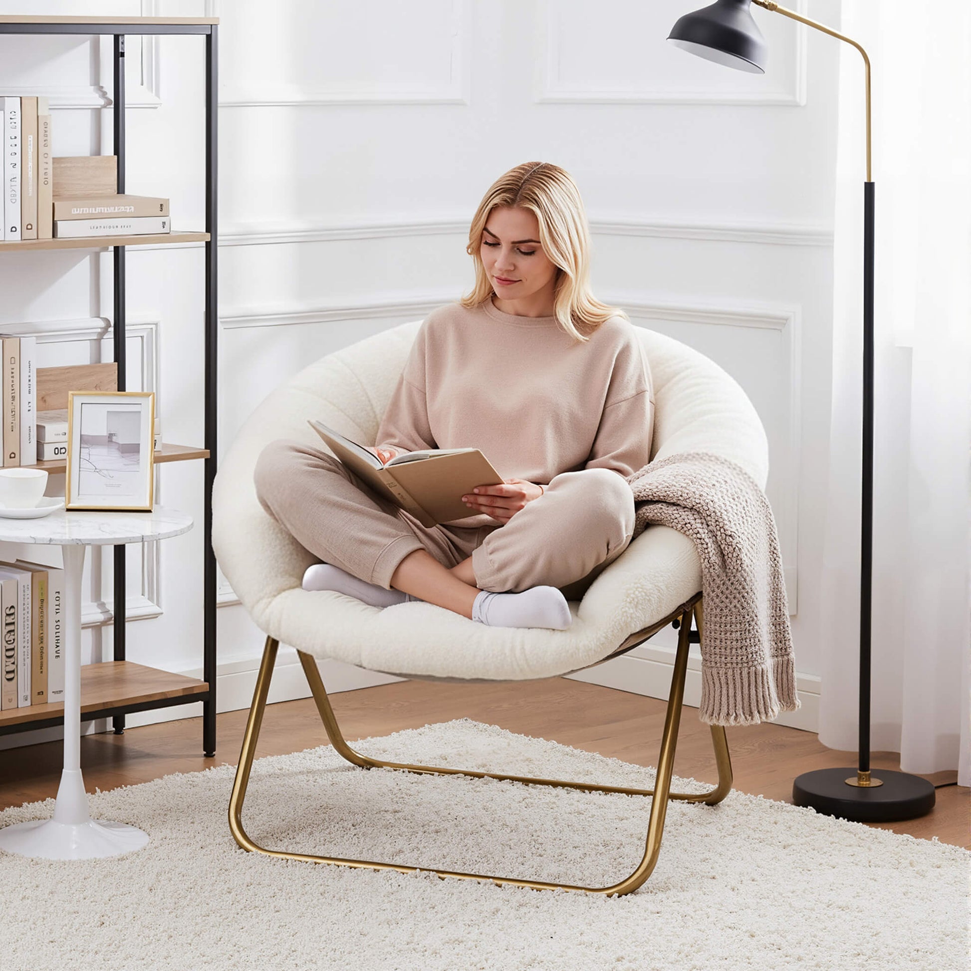 Foldable Saucer Moon Chair for Living Room