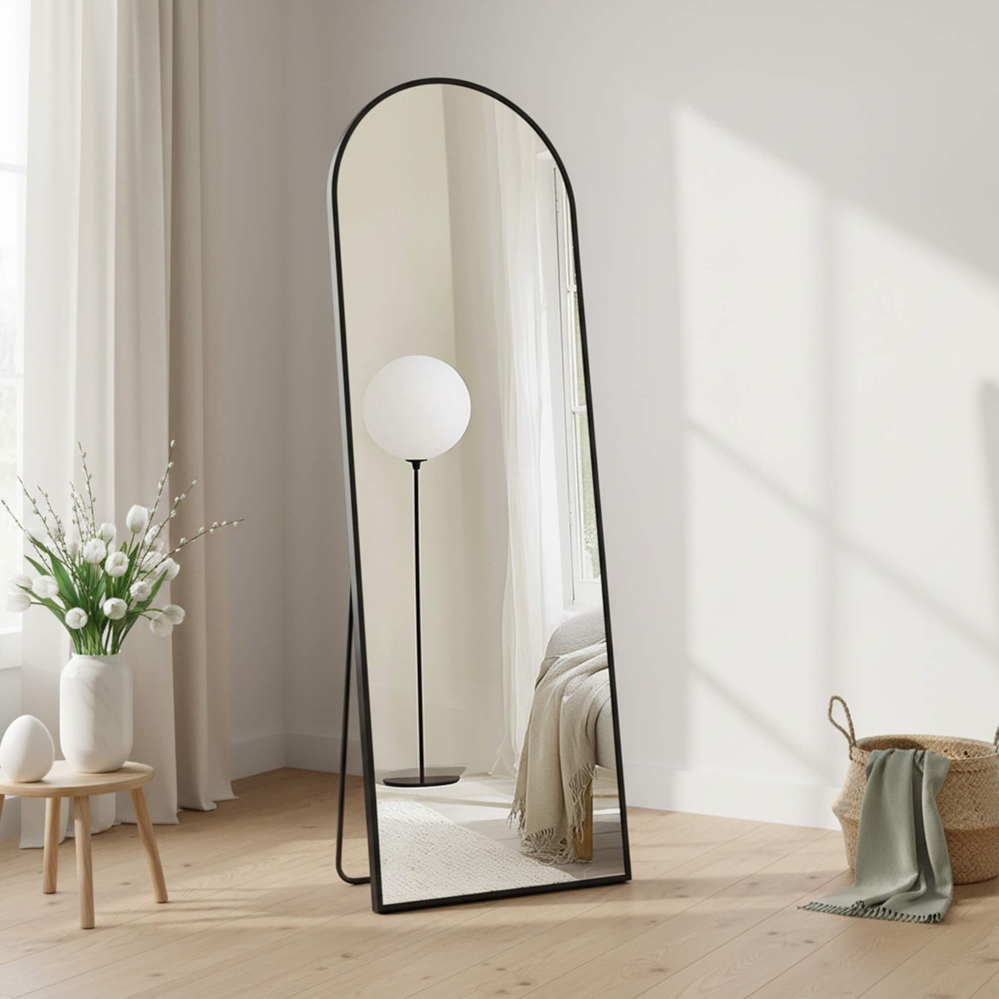 Floor Mirror with Slim Metal Frame for Bedroom