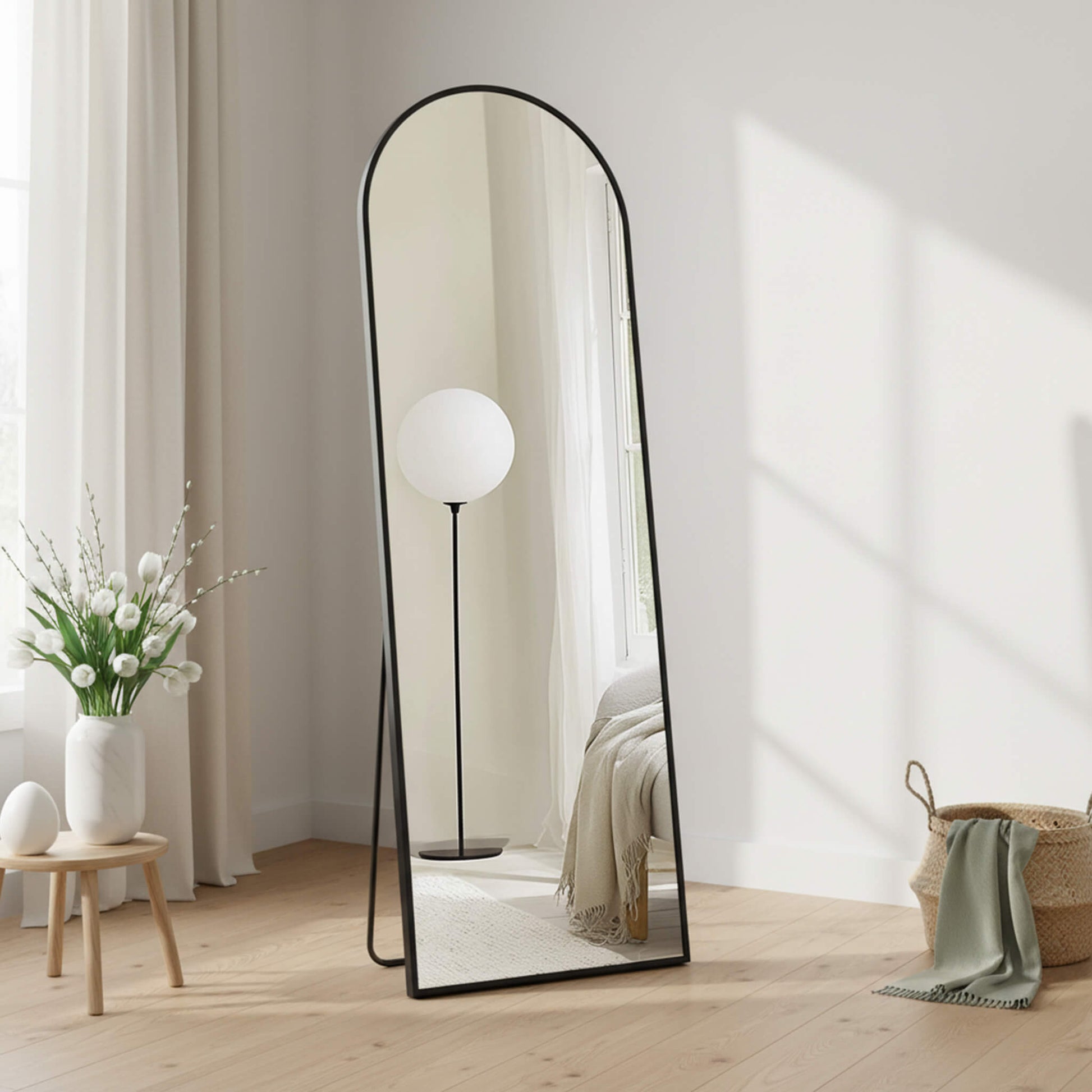 Floor Mirror with Slim Metal Frame for Bedroom