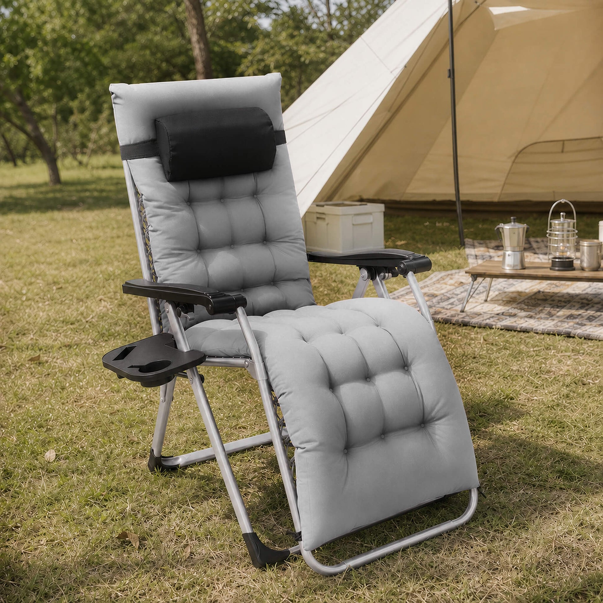 Foldable Zero-Gravity Outdoor Lounge Chair for Beach/Patio