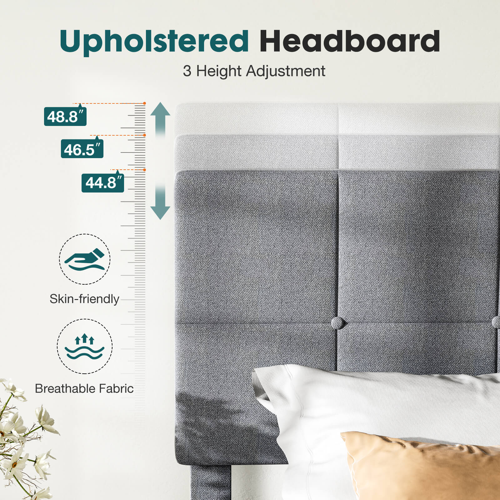 Bed Frame with Headboard for Bedroom