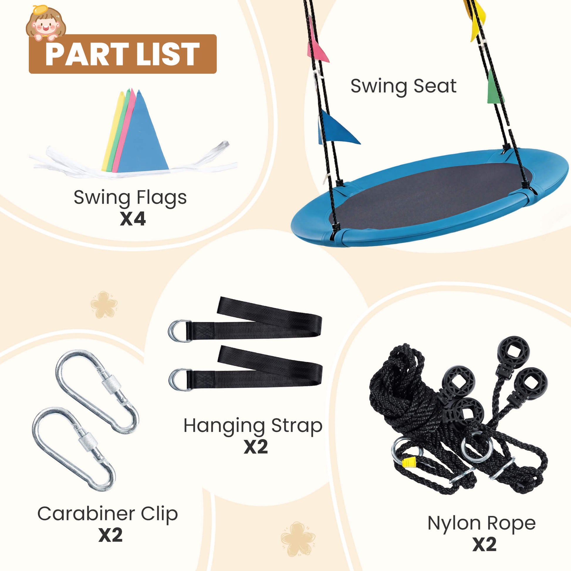 Adjustable Rope Saucer Swing for Backyard