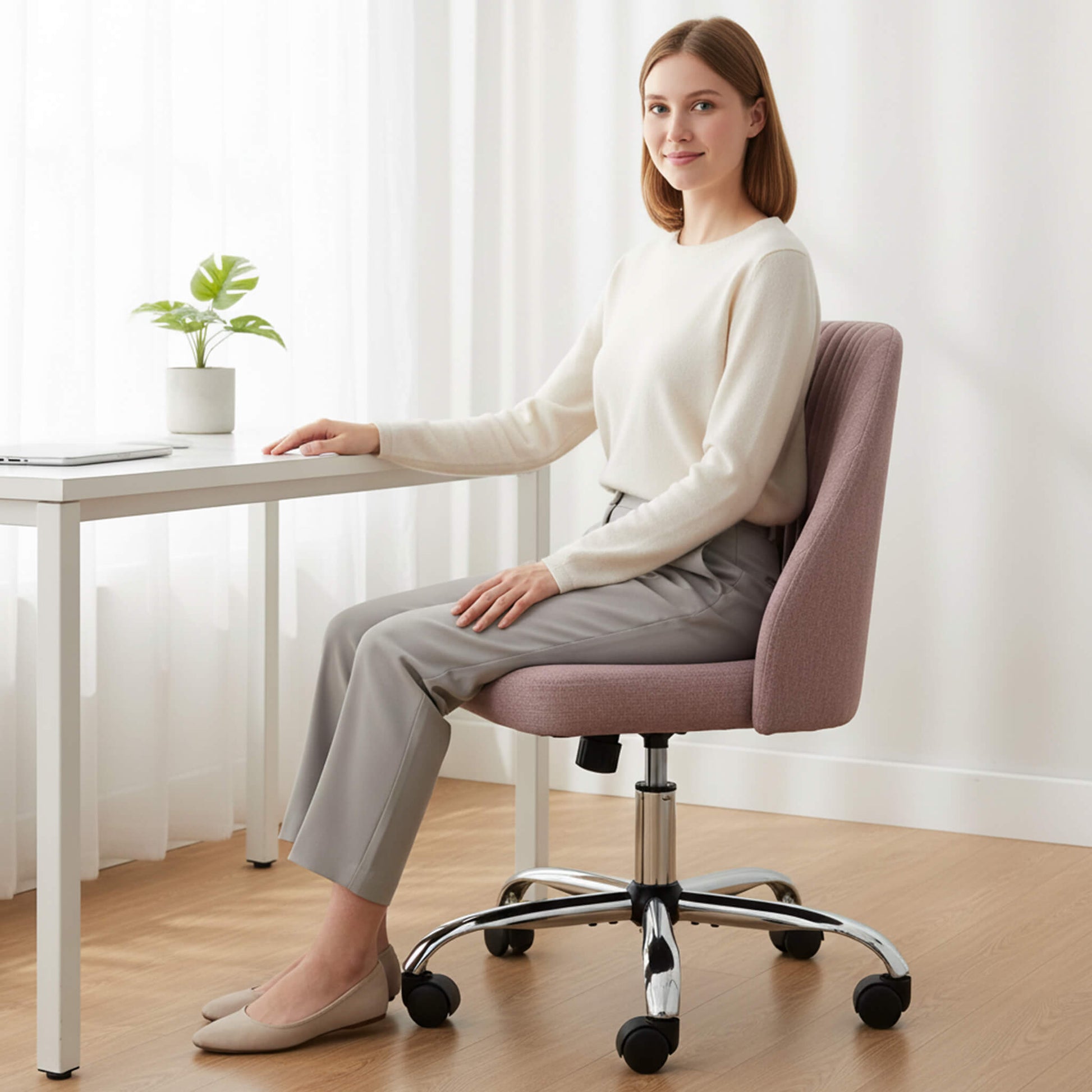 Office Chair Armless with Rollers for Office