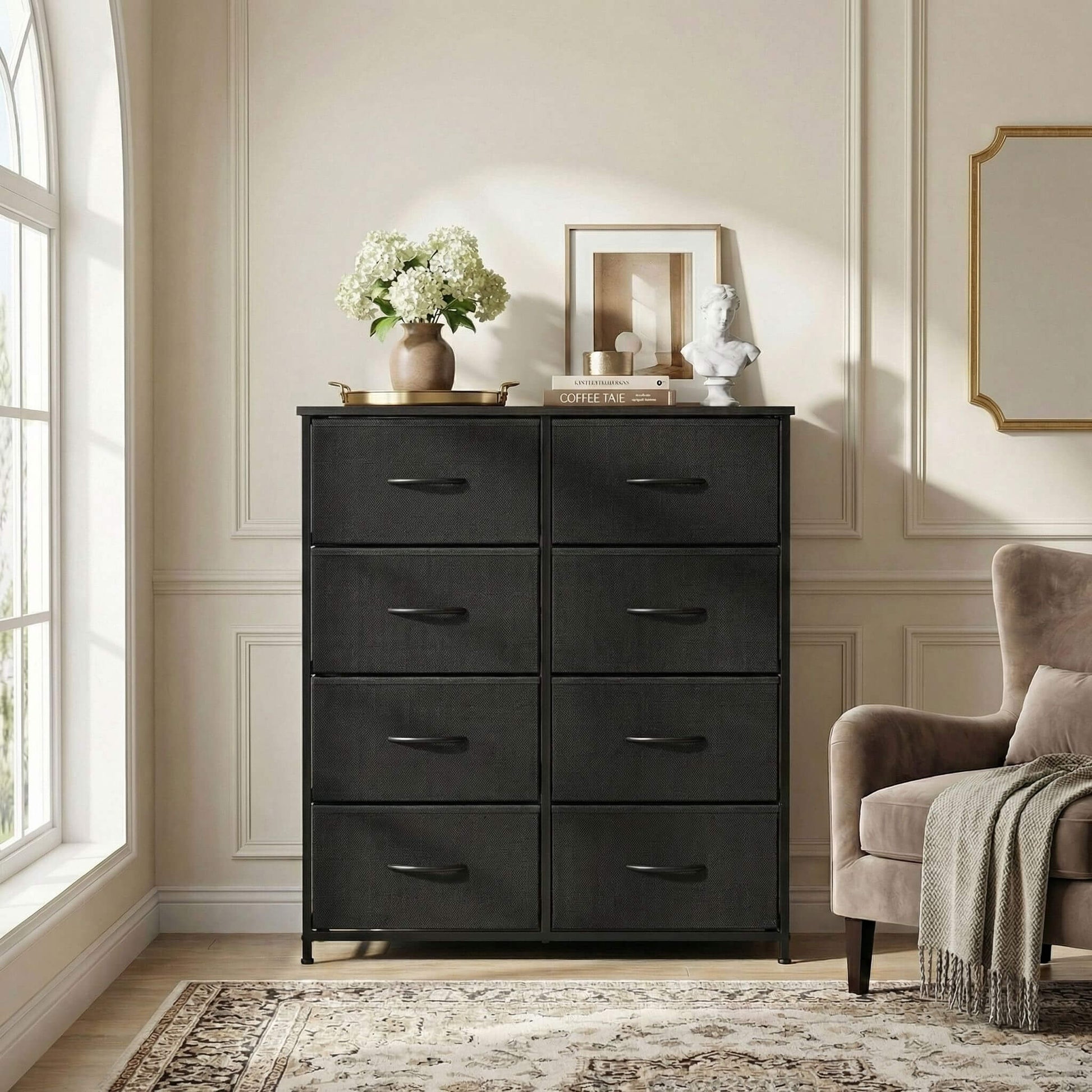 High Dresser Fabric Storage Tower 8 Fabric Drawer
