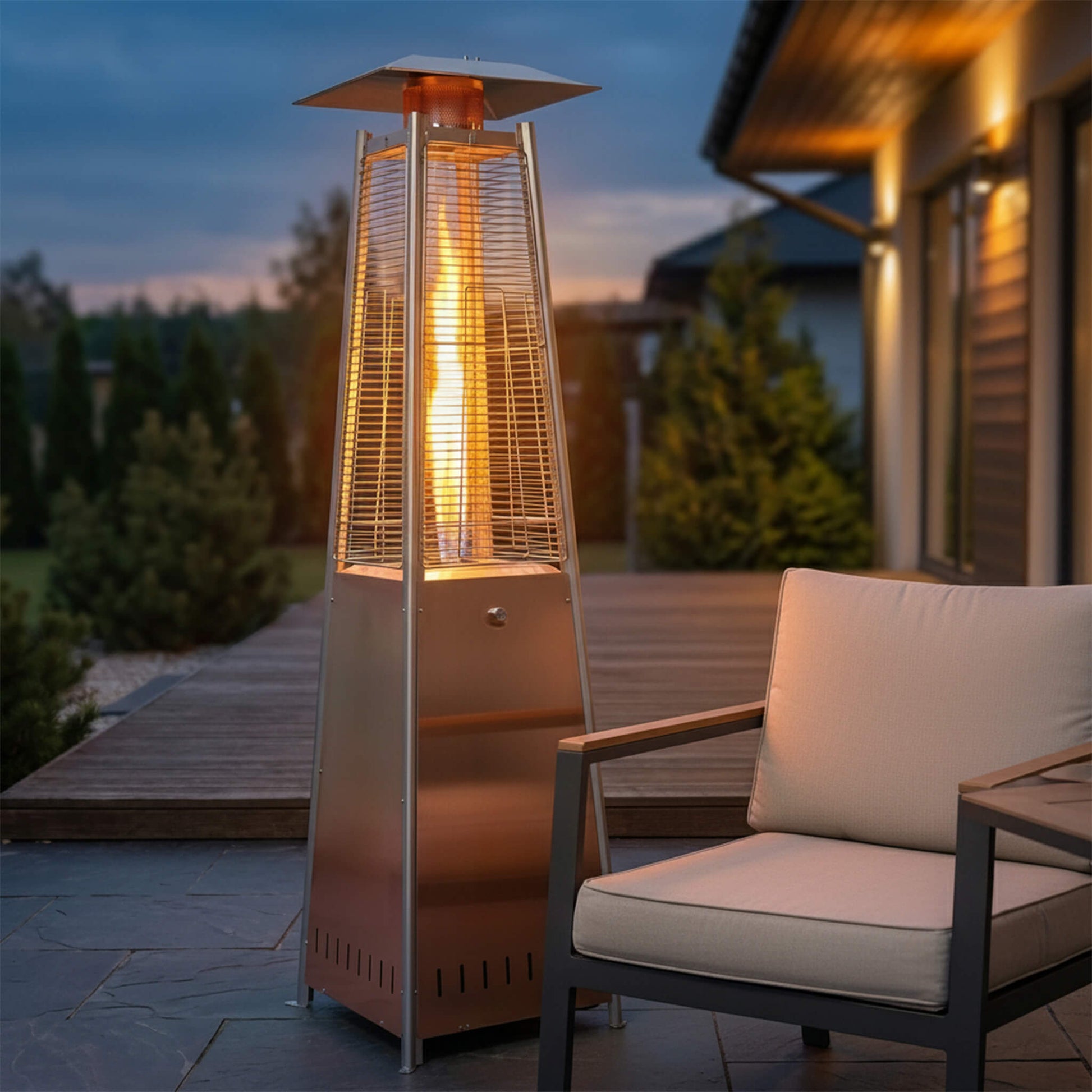 48,000 BTU Pyramid Propane Gas Patio Heater with LED Light