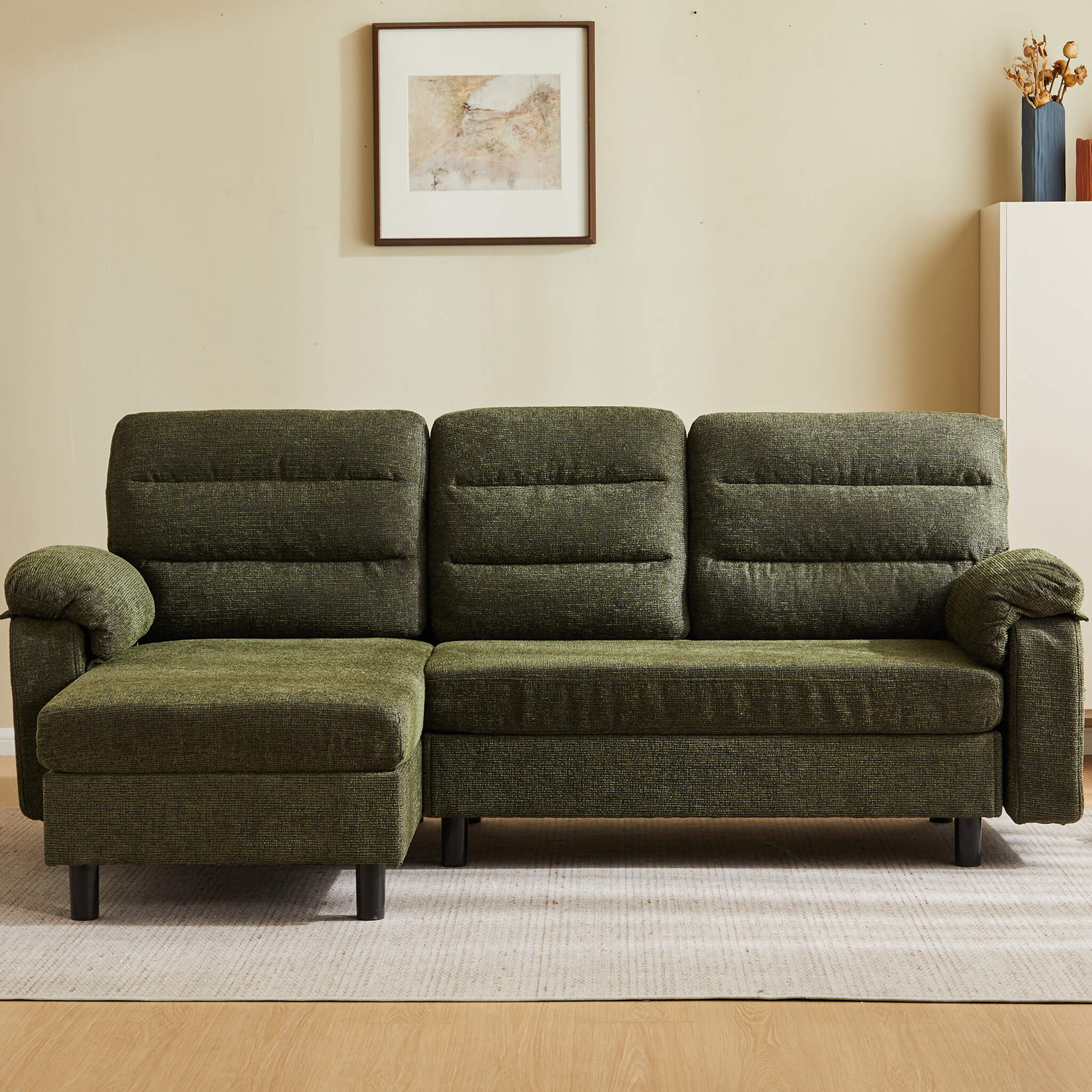L-Shaped Convertible Sofa Set with Chaise for Living Room