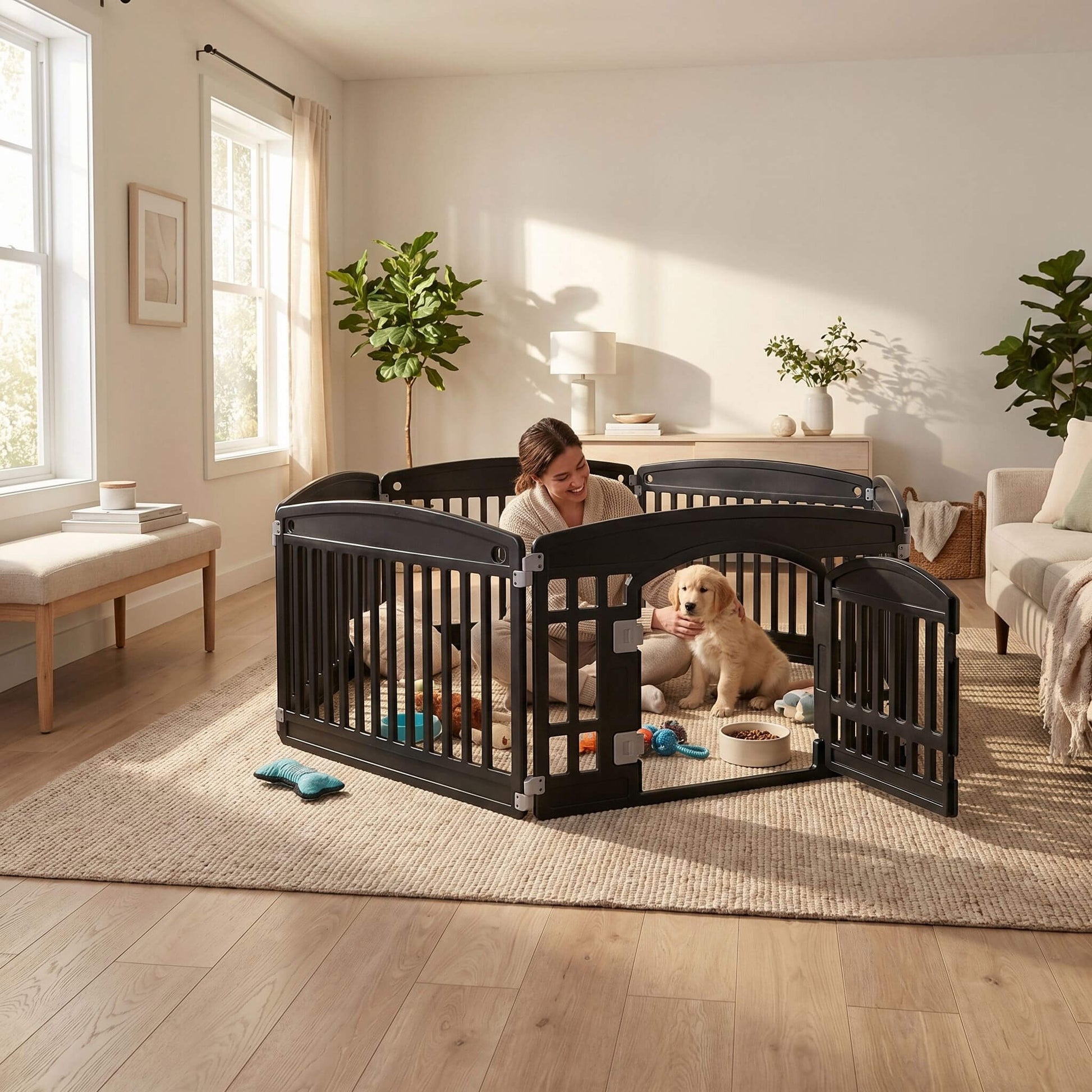 Plastic Dog Playpen with Door, Puppy Fence