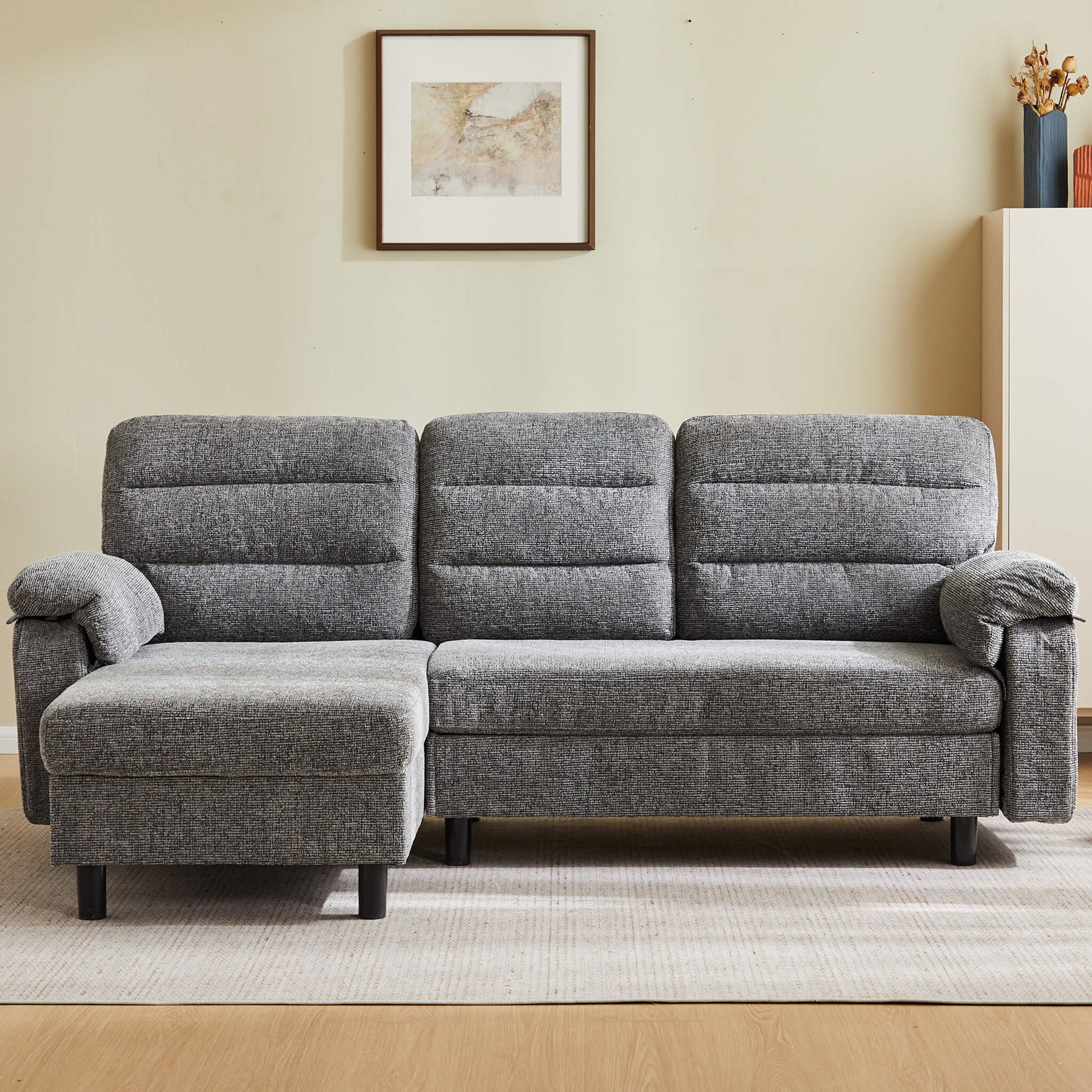 L-Shaped Convertible Sofa Set with Chaise for Living Room