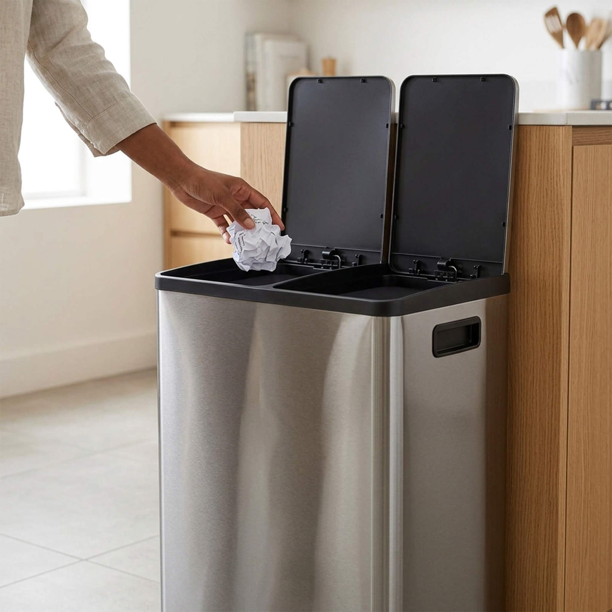 Stainless Steel Bin with Pedal Keeps Kitchen Odour Free