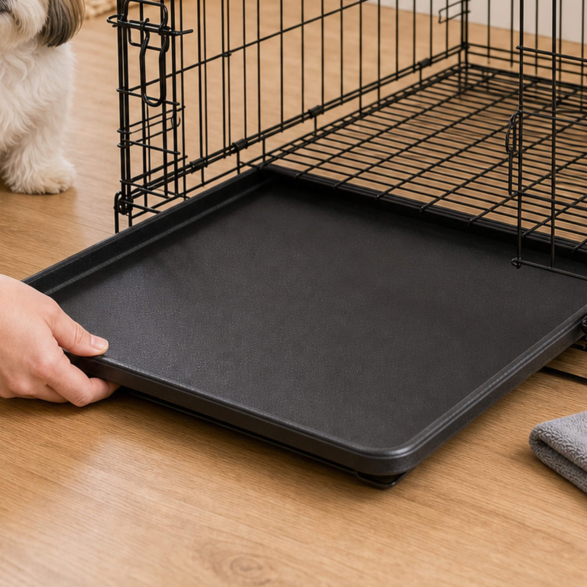Foldable, Portable, Two-Door Metal Dog Cage