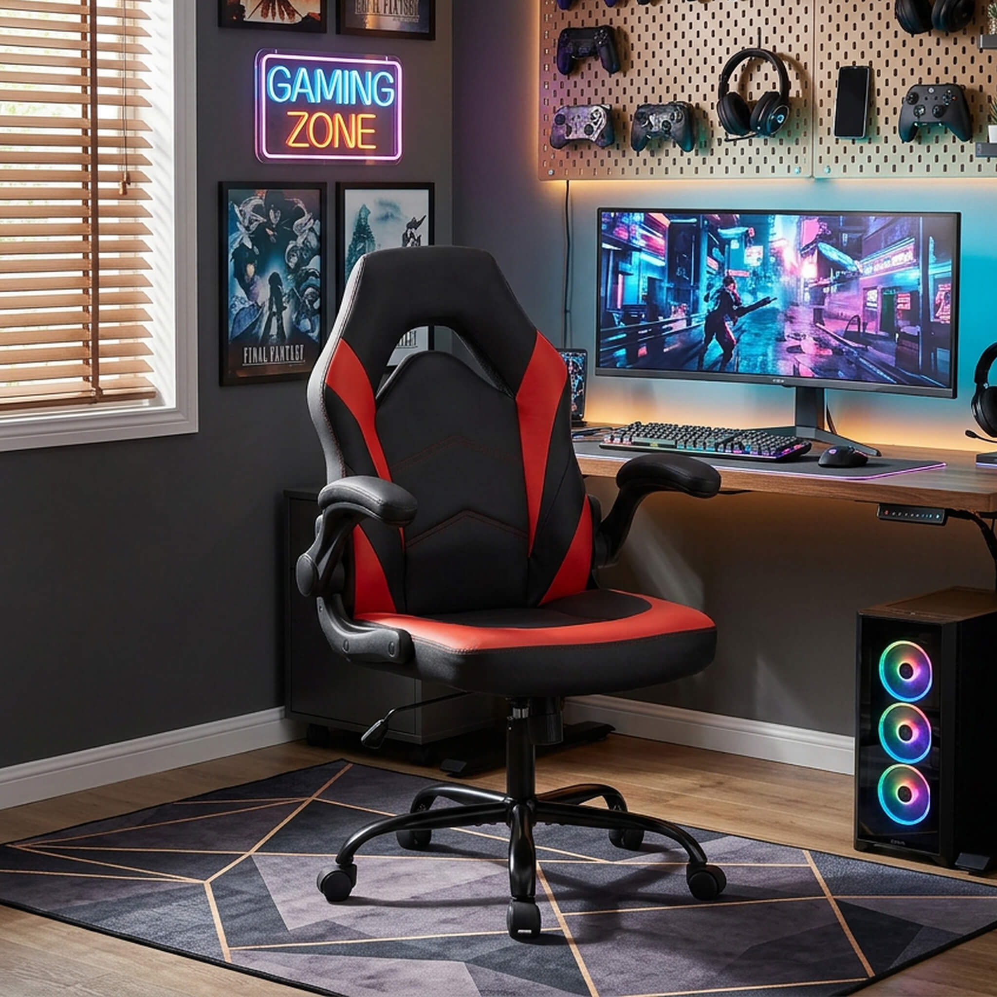 Leather Gaming Chair Height Adjustable For Playroom