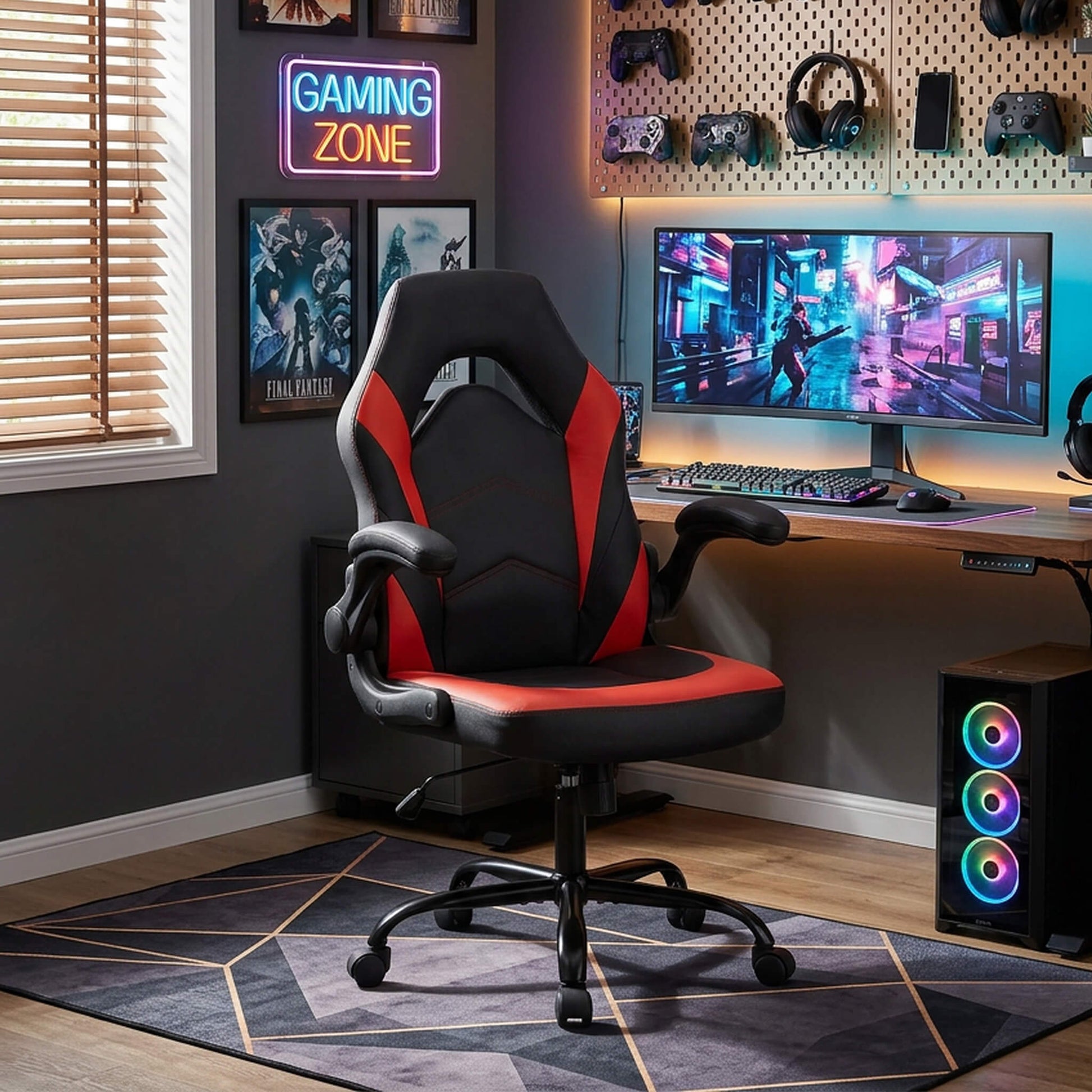 Leather Gaming Chair Height Adjustable For Playroom