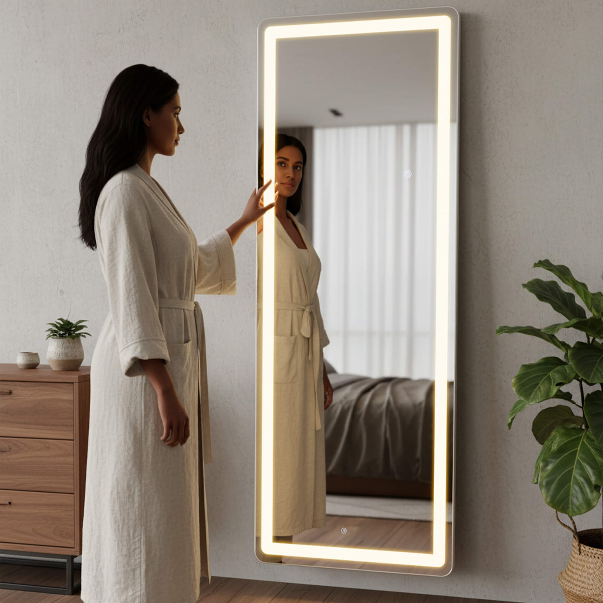 Tri-colour LED Illuminated Mirror for Indoors