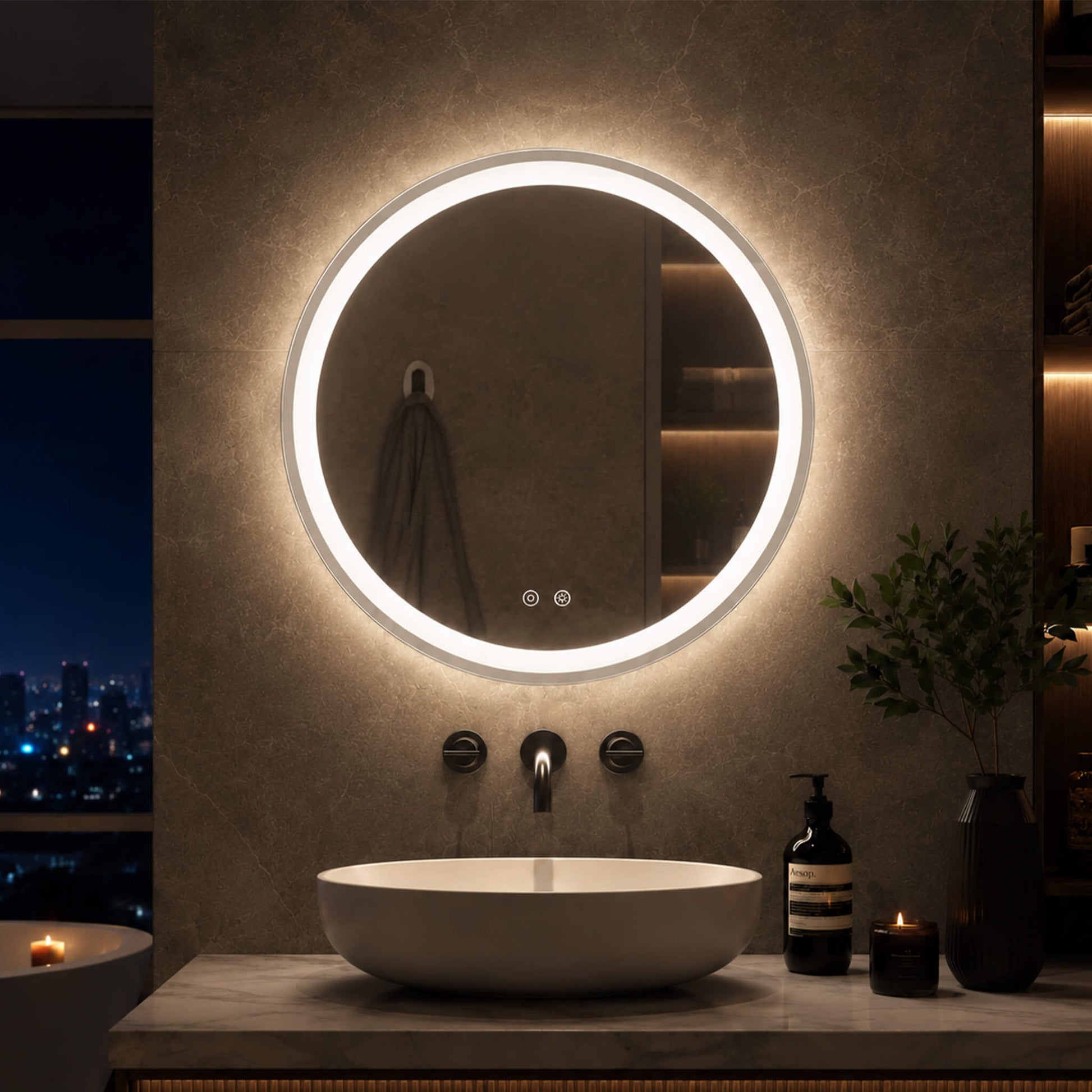 Adjustable, Lighted, Anti-Fog Makeup Mirror for Bathroom