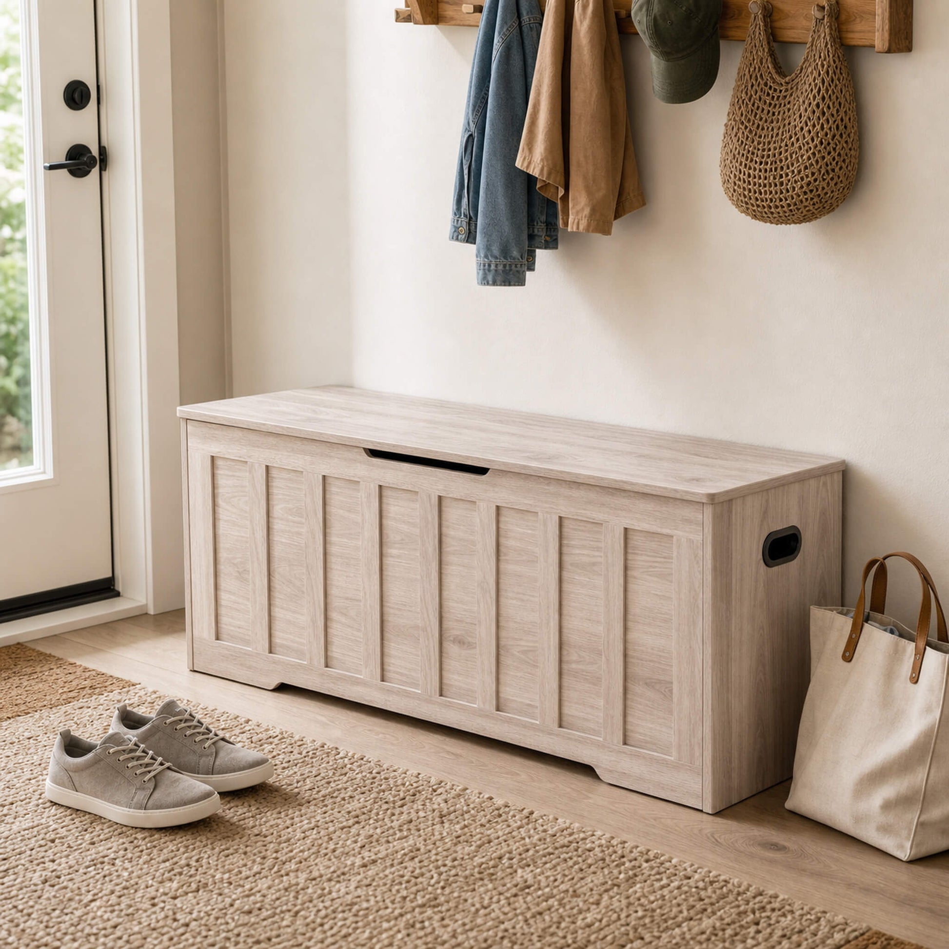Wooden Storage Bench with Soft-Close Lid