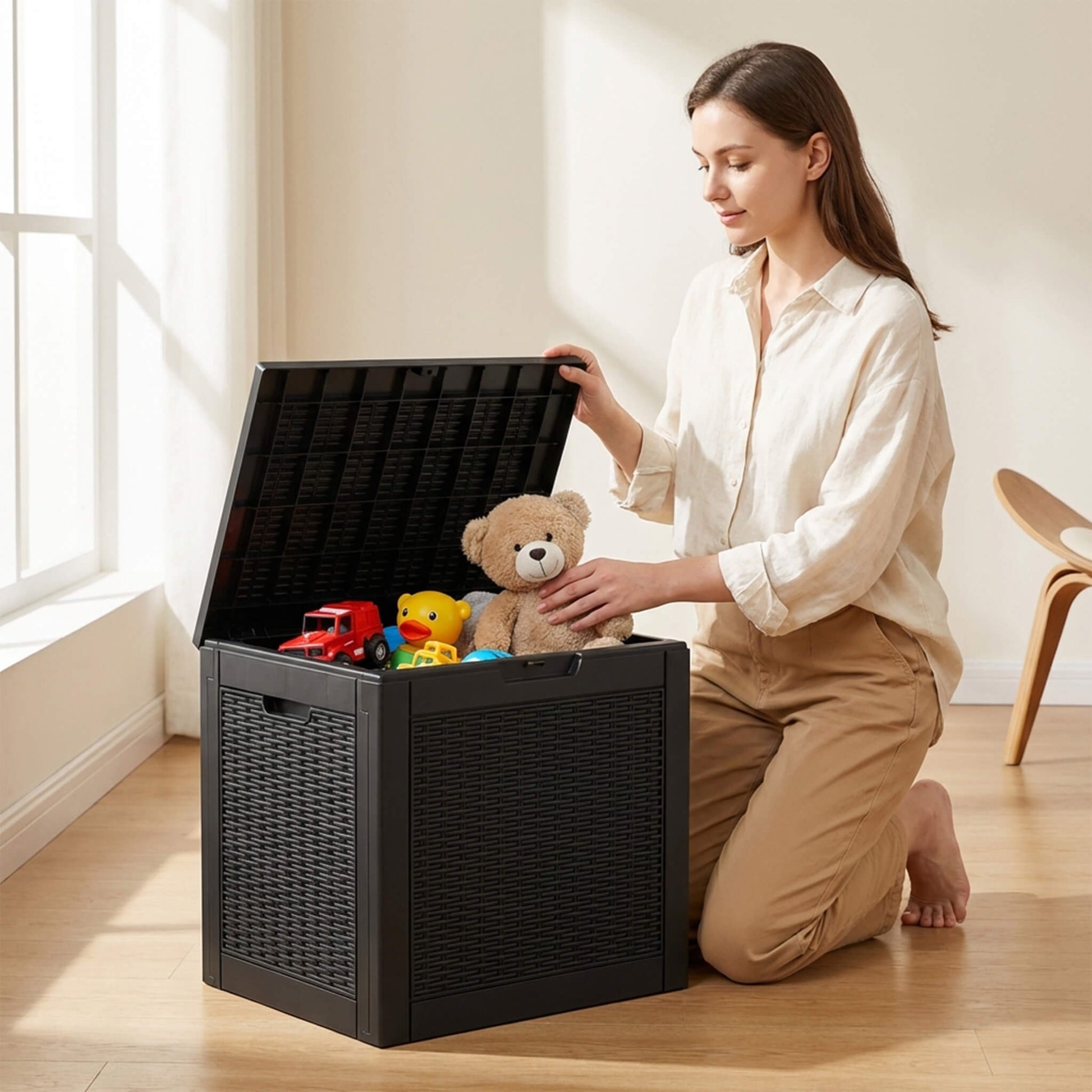 31 Gallon Resin Deck Box, Lockable Patio Storage Box