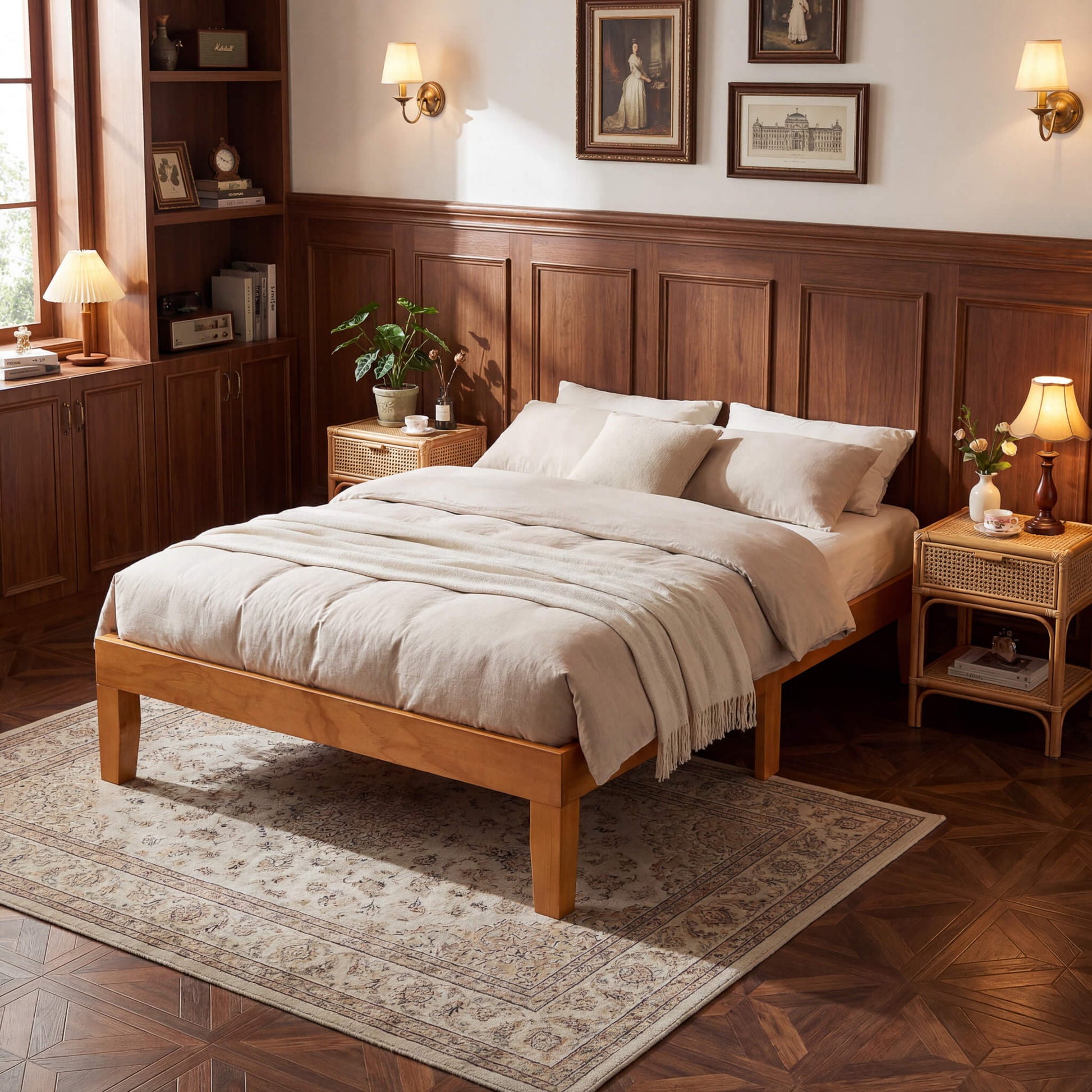 Minimalist Solid Wood Bed Frame for Bedroom