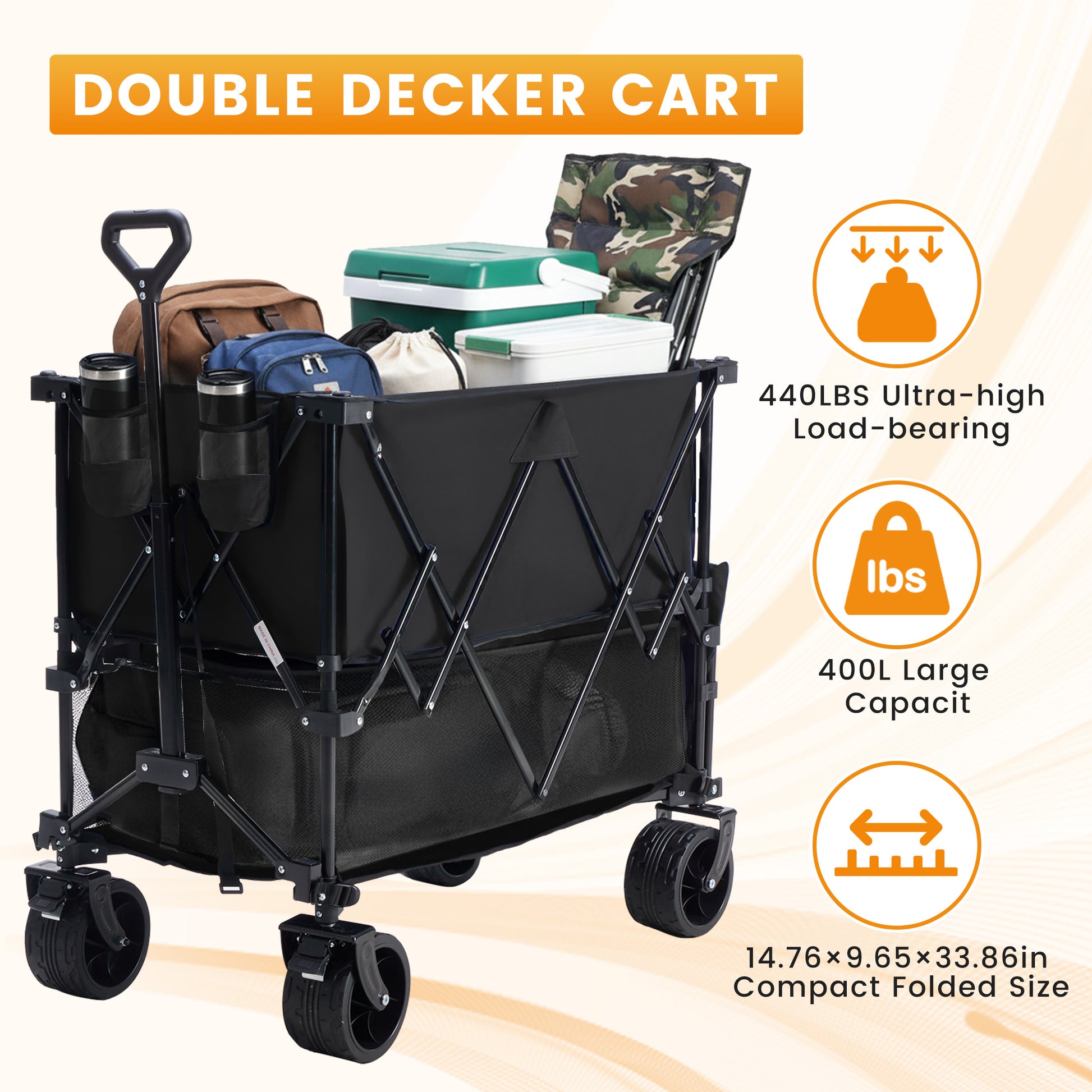 HaulMaster 400L Folding Wagon Cart for Camping and Outdoor Use