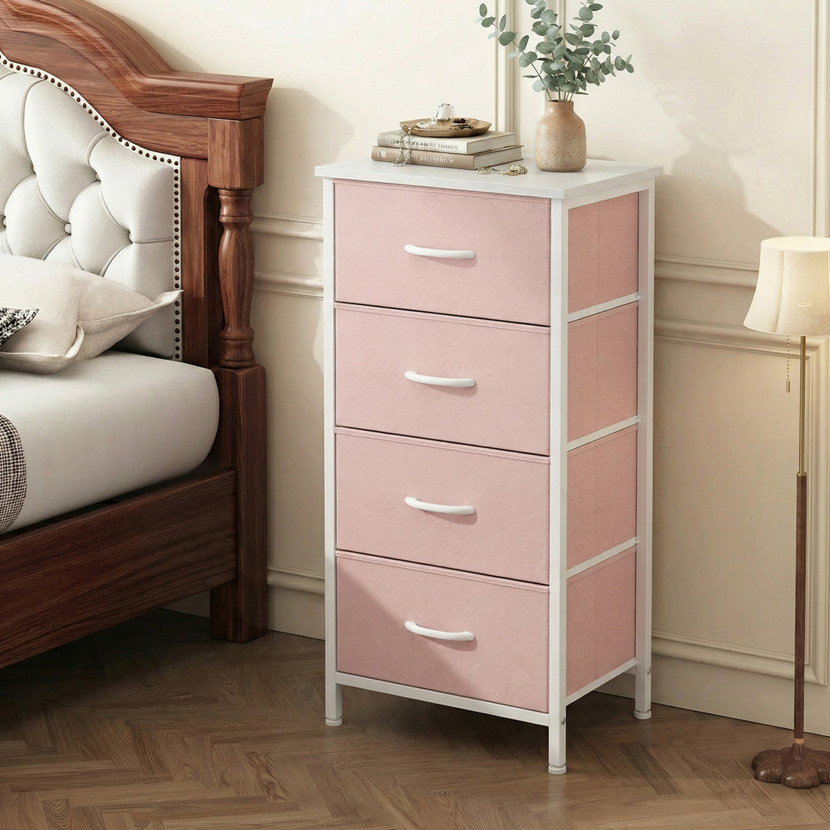 4 Fabric Drawers Dresser Clothes Cabinet Storage Organizers