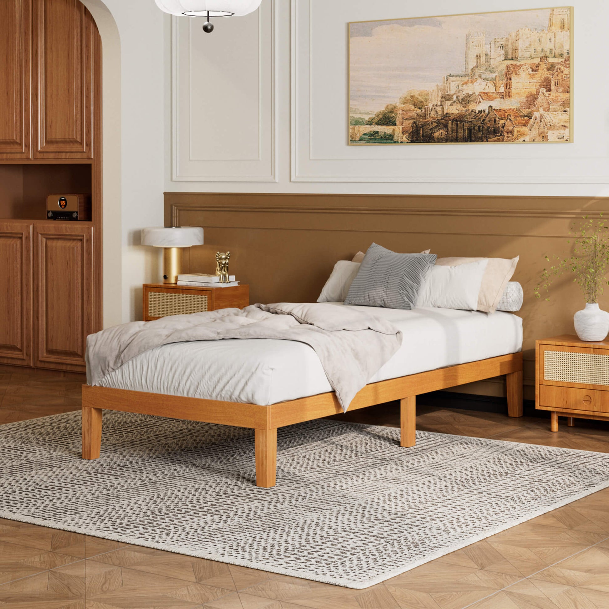 Minimalist Solid Wood Bed Frame for Bedroom