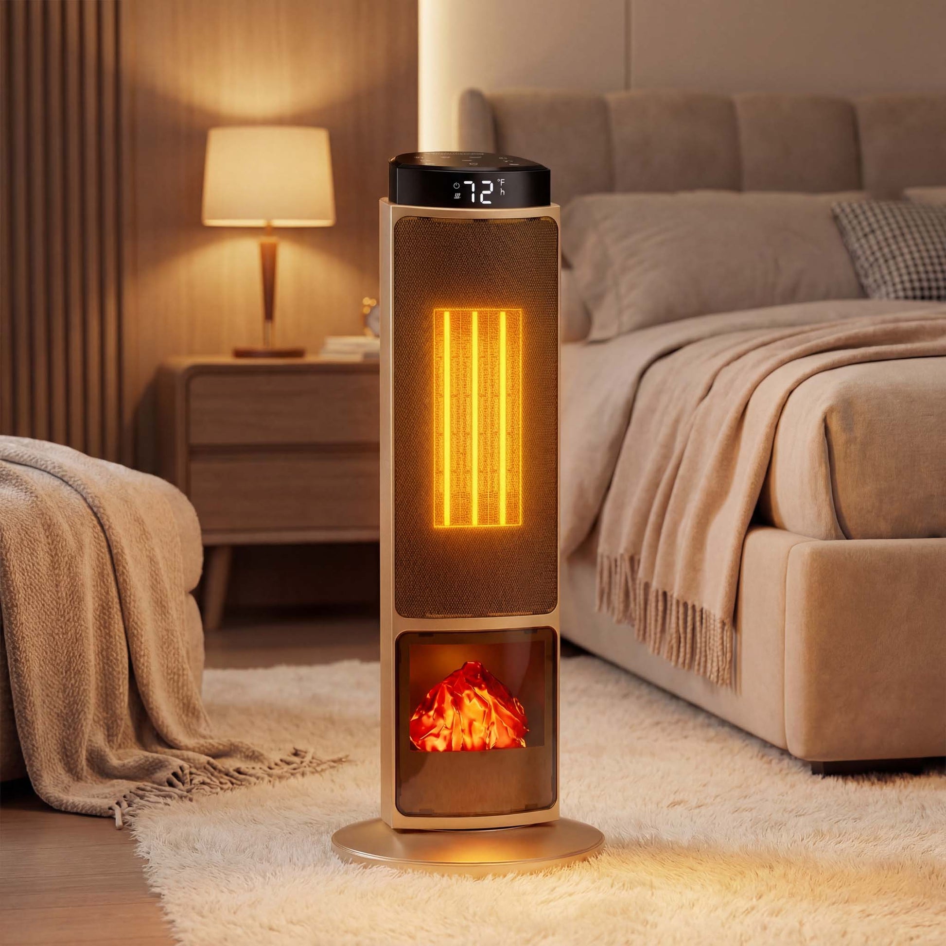 HaloFlame Electric Fireplace Tower Heater