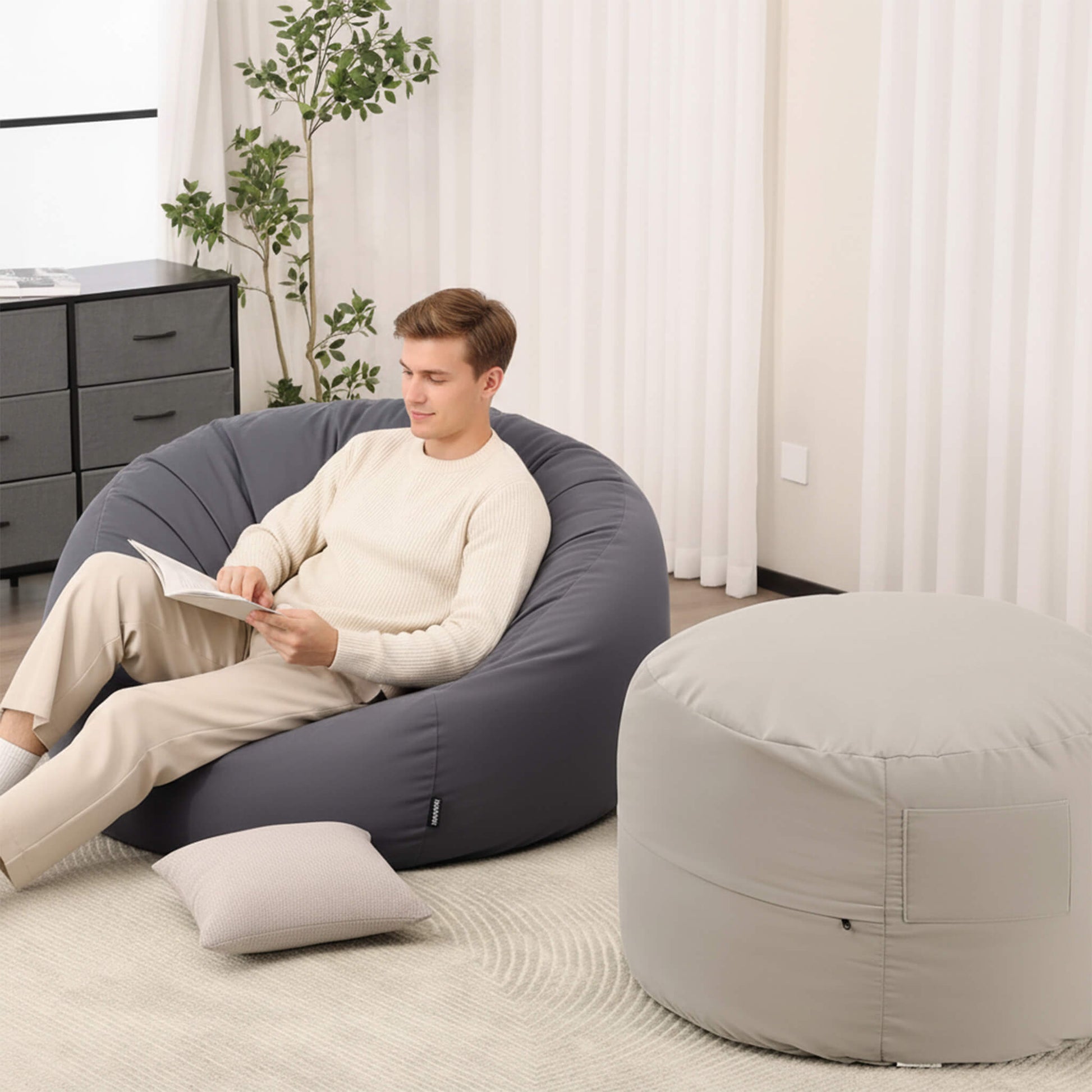 Adult Universal Bean Bag Chair-Round & Cozy Comfort