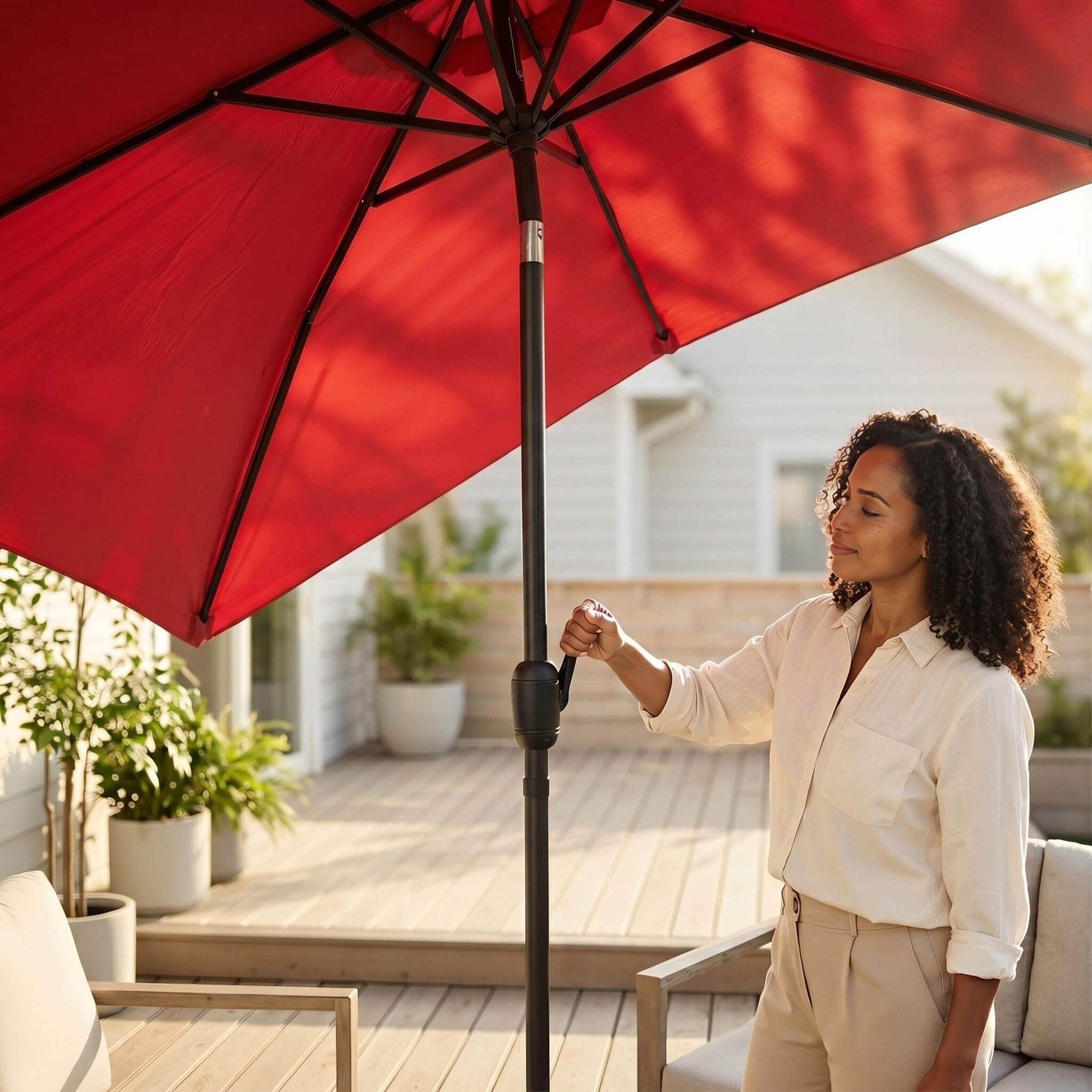 Patio Sunshade, 9 Feet with 8 Bones for Patios, Pools
