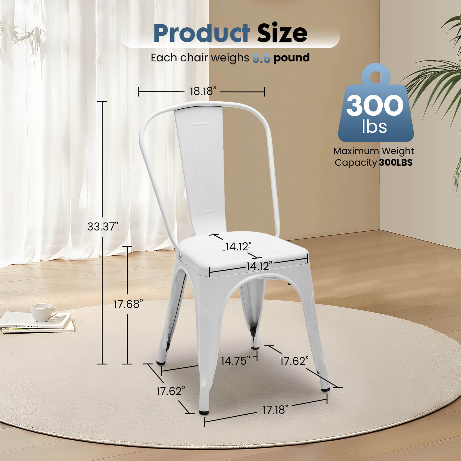 Stackable Metal Dining Chair-Indoor/Outdoor (Set of 4)