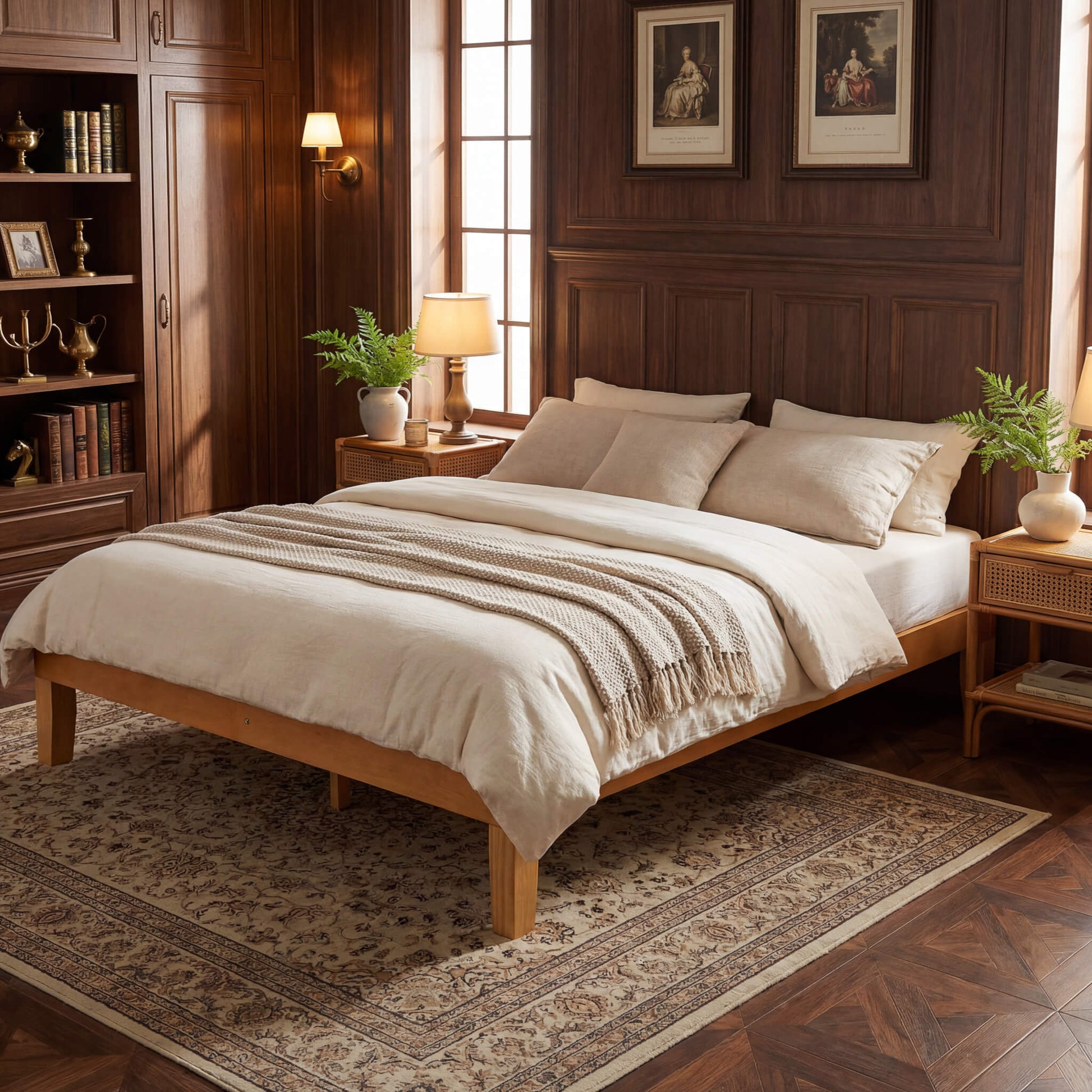 Minimalist Solid Wood Bed Frame for Bedroom
