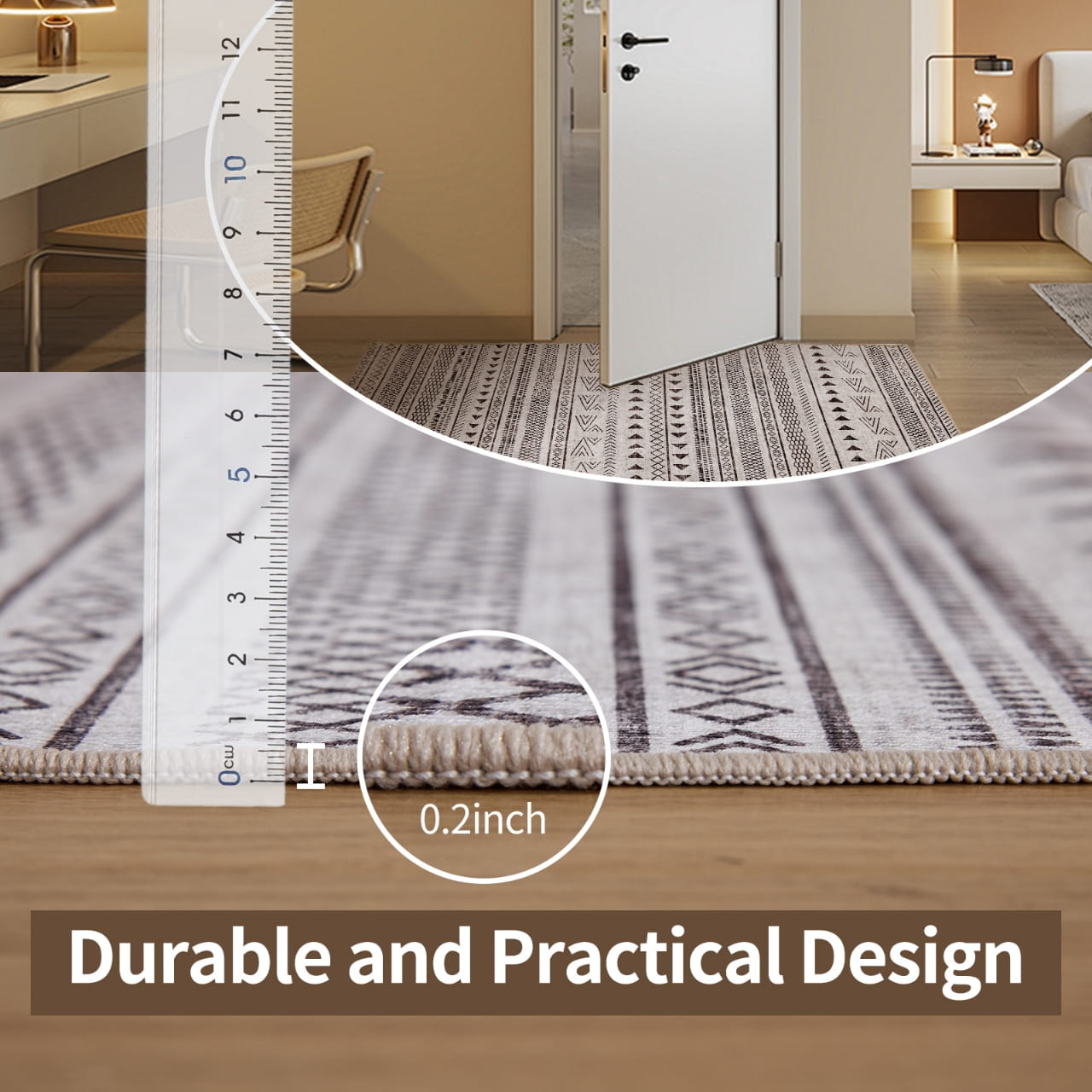Luxury Weave Washable Area Rug for Bedroom Living Room