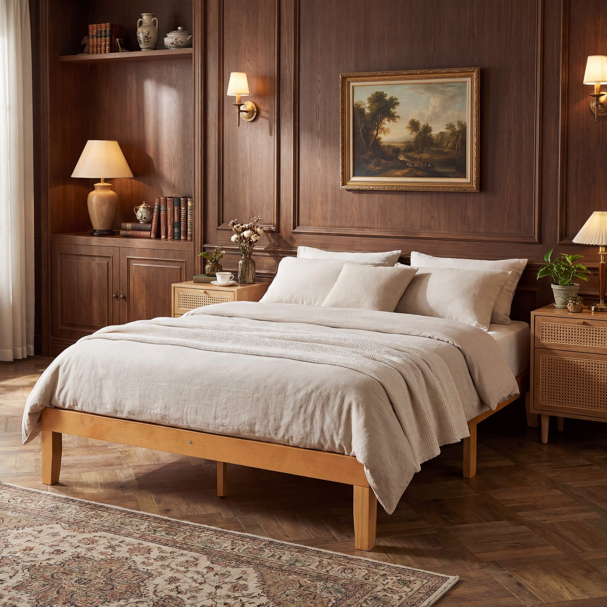 Minimalist Solid Wood Bed Frame for Bedroom