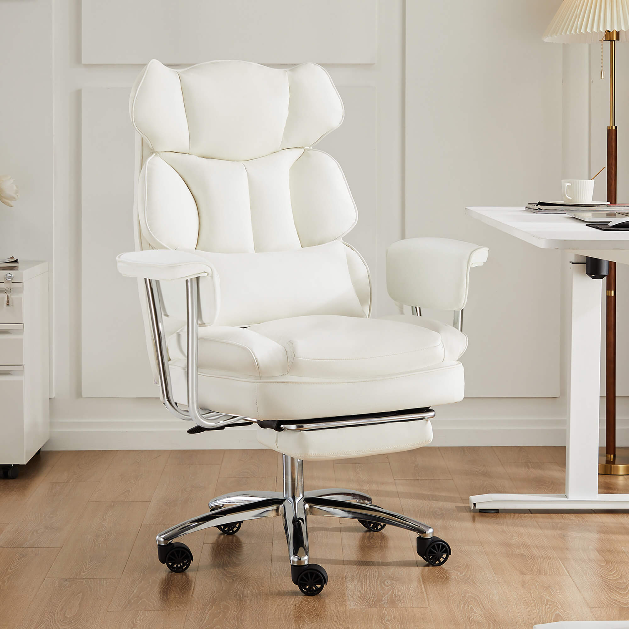 Computer Chair Leather with Leg Rest for Office