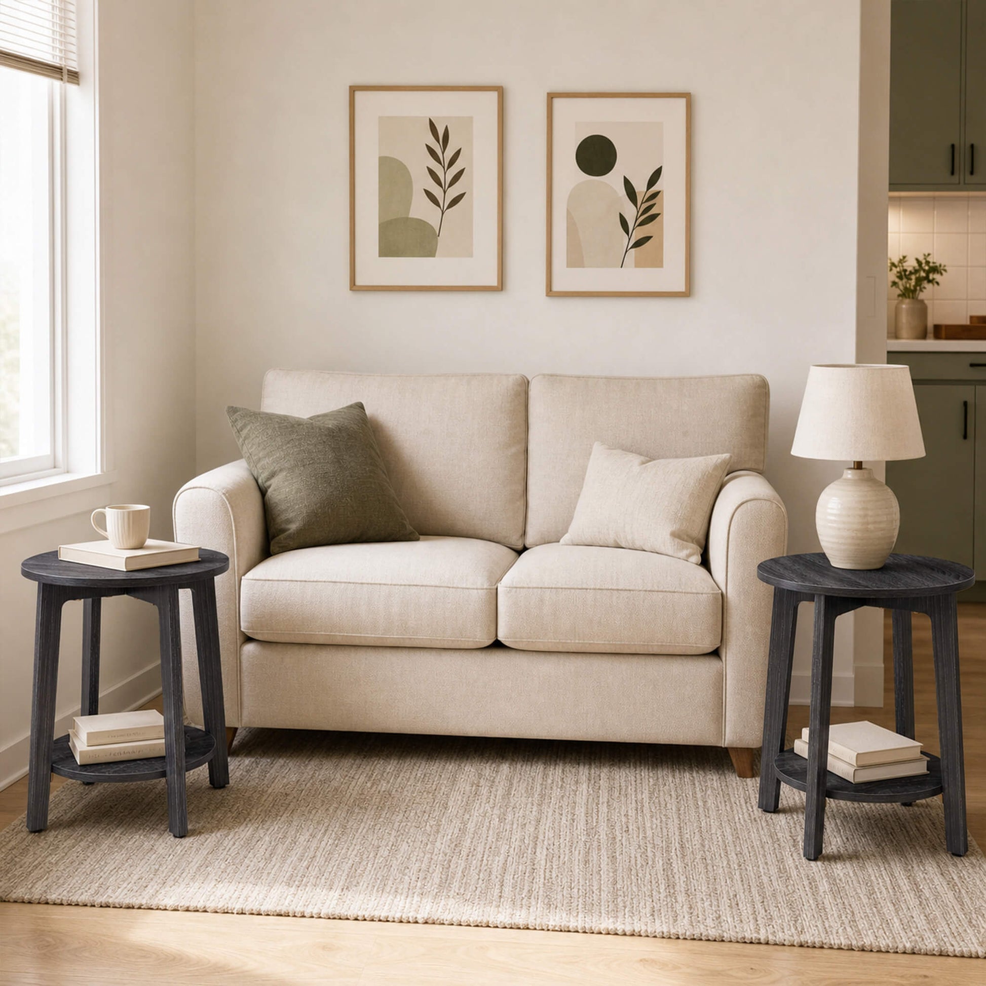 Wooden Two-Tier Round Mini Side Table