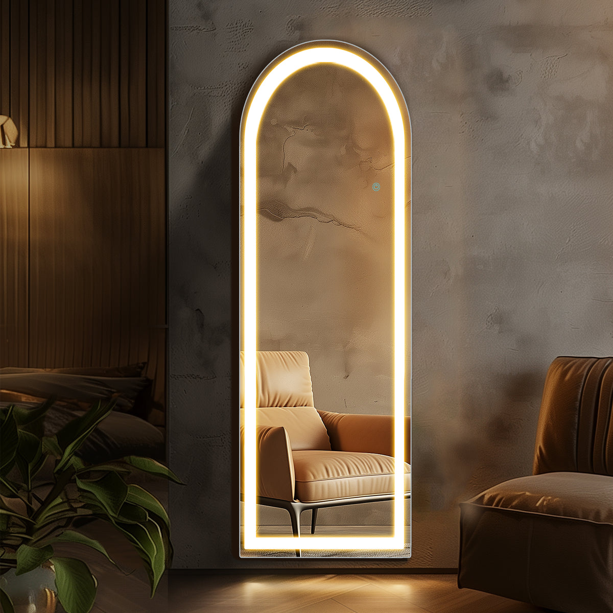 Full Length LED Mirror with 3 Color Lights - Arched & Rectangle Standing Floor Mirror