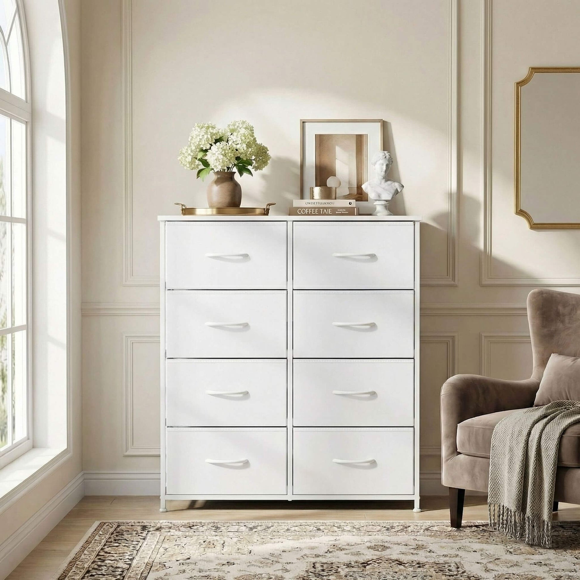 High Dresser Fabric Storage Tower 8 Fabric Drawer