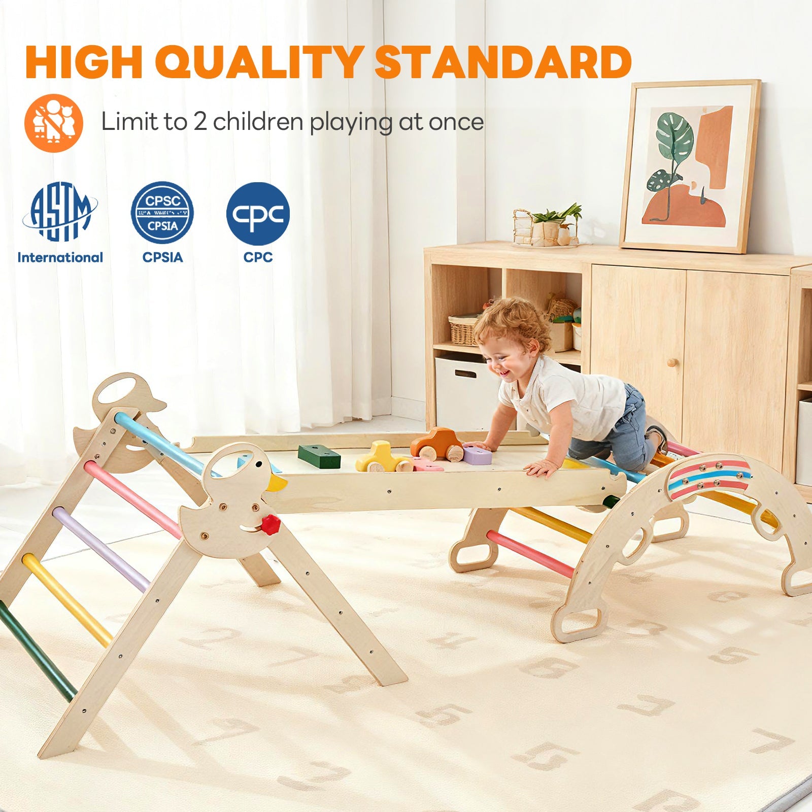 9-in-1 Pikler Triangle Set - Foldable Wooden Montessori Climber with Arch, Ramp & Ladder for Toddlers, Indoor Jungle Gym