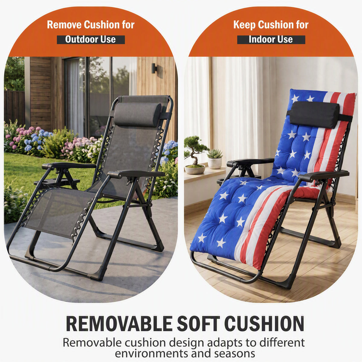 Foldable Zero-Gravity Outdoor Lounge Chair for Beach/Patio
