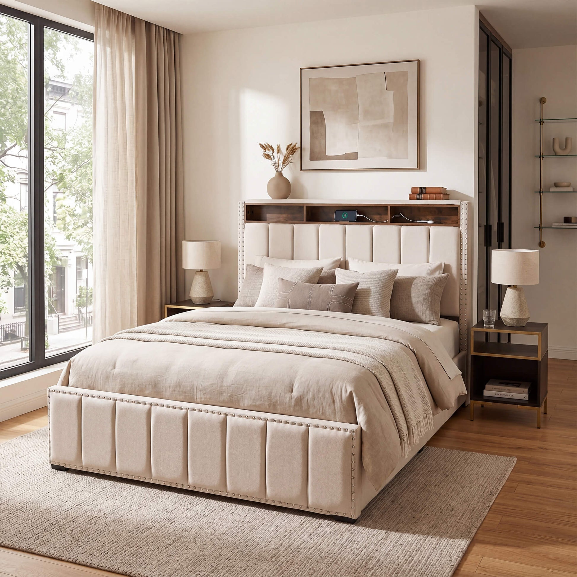 Storage Bed Frame with 4 Drawers – USB & LED Headboard