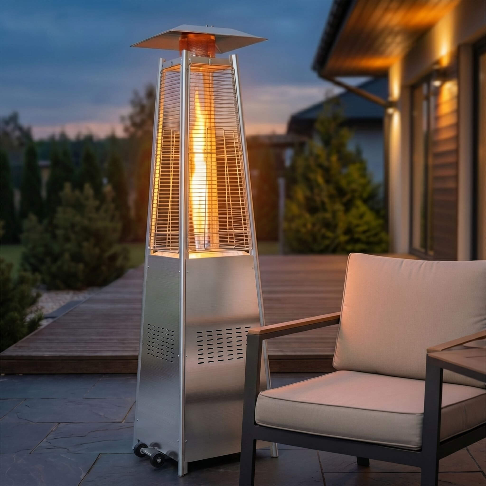 48,000 BTU Pyramid Propane Gas Patio Heater with LED Light