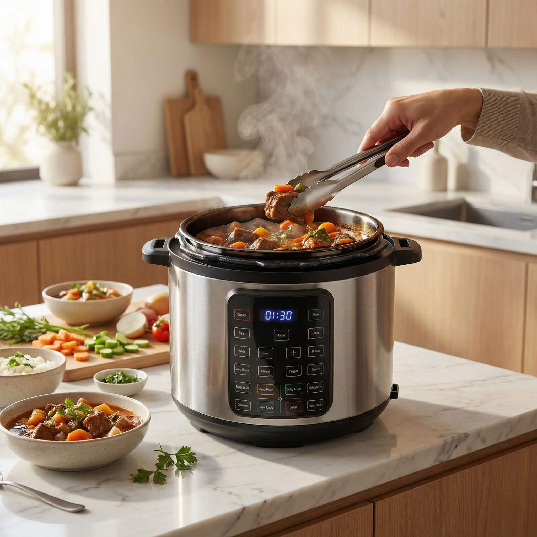 12-in-1 Electric Pressure Cooker with Stainless Steel Pot