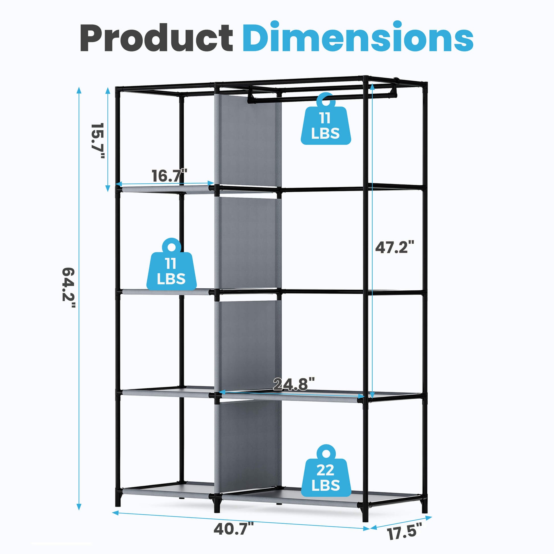 Portable Wardrobe Closet with Cover – Freestanding Clothes Organizer for Bedroom, Dorm & Apartment