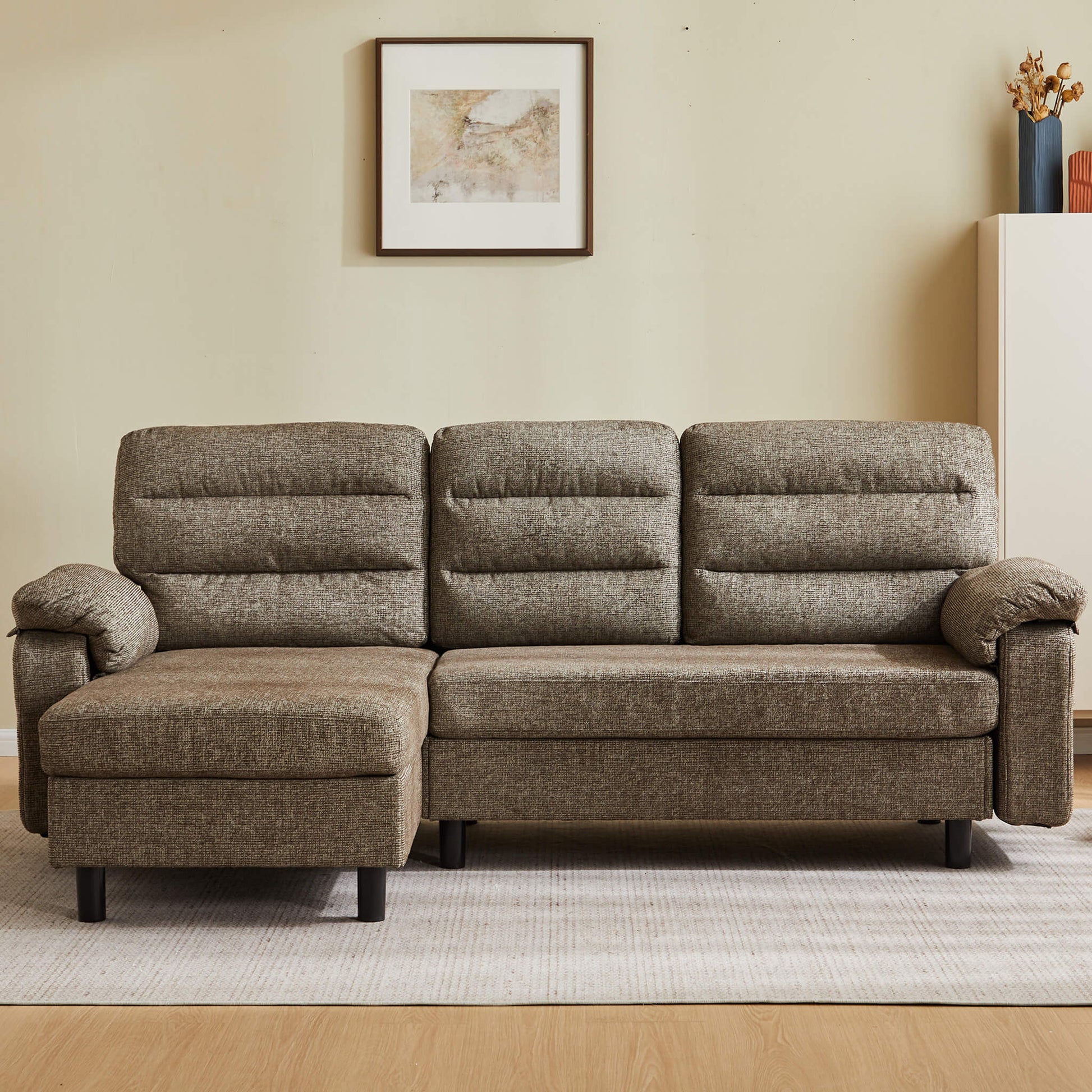 L-Shaped Convertible Sofa Set with Chaise for Living Room