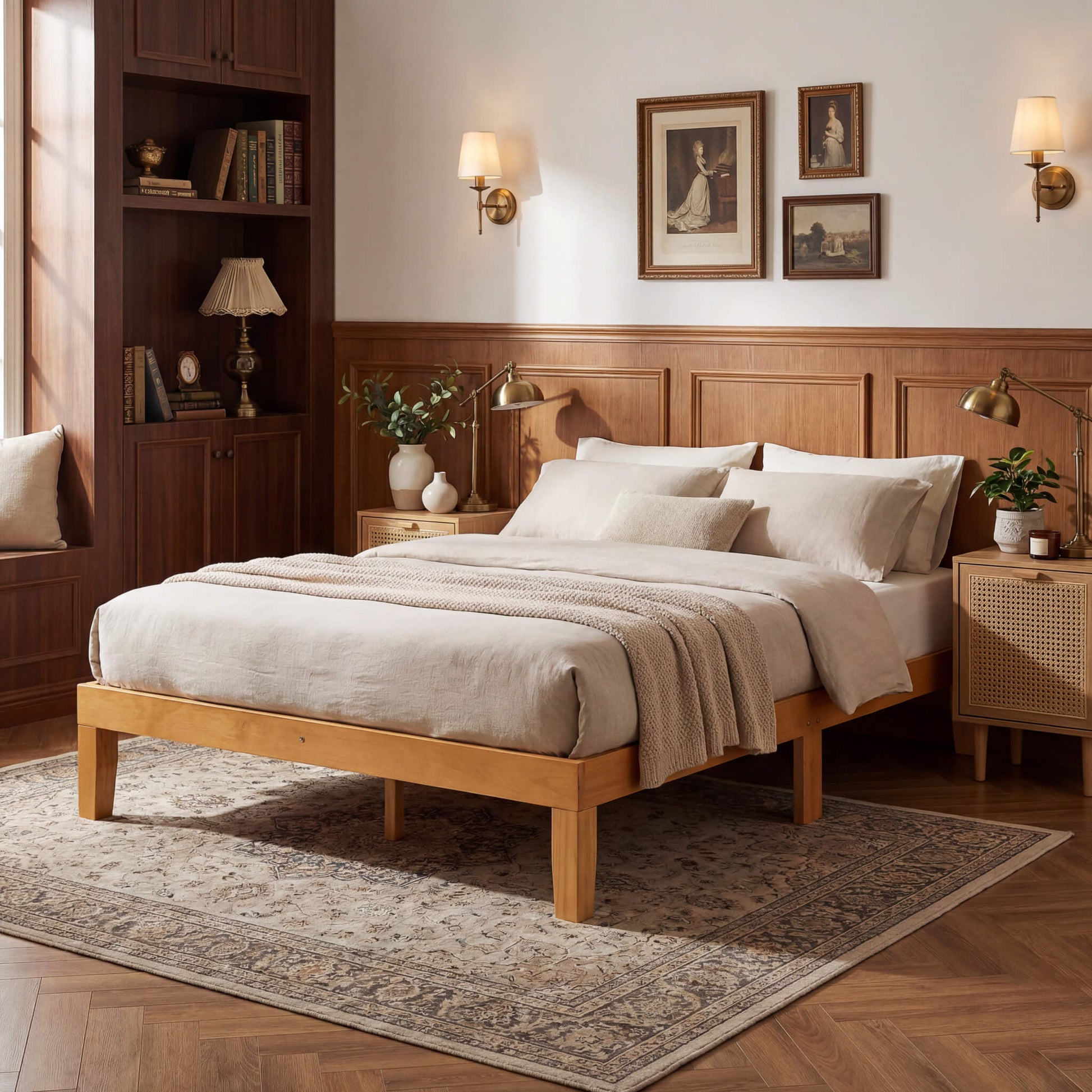 Minimalist Solid Wood Bed Frame for Bedroom