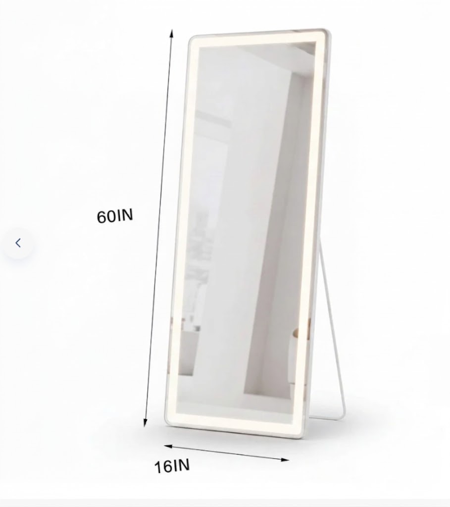 Full Length LED Mirror with 3 Color Lights - Arched & Rectangle Standing Floor Mirror