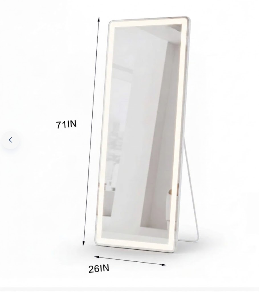 Full Length LED Mirror with 3 Color Lights - Arched & Rectangle Standing Floor Mirror